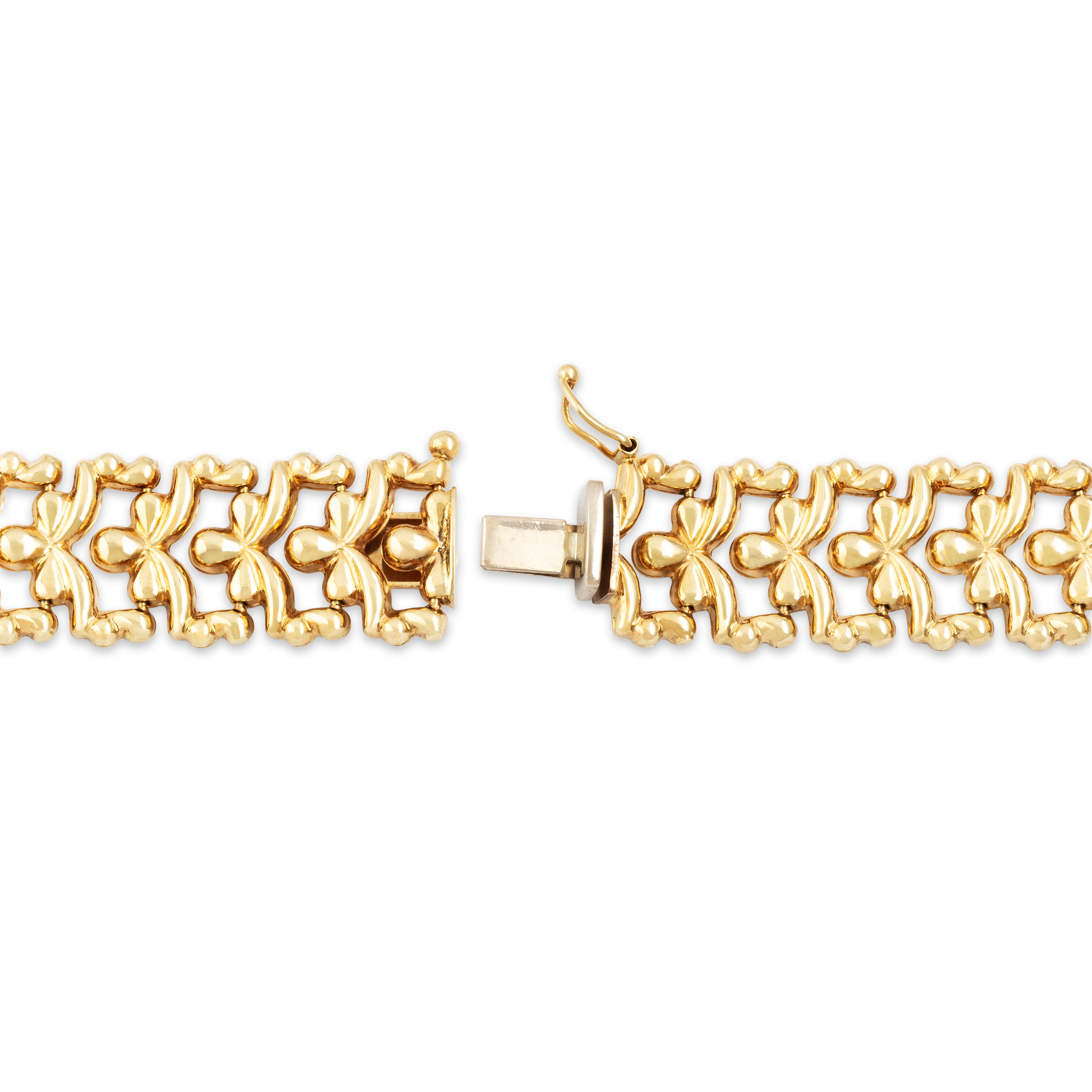 Vintage Italian 14k Yellow Gold Open Bow Chain Bracelet - clasp view
