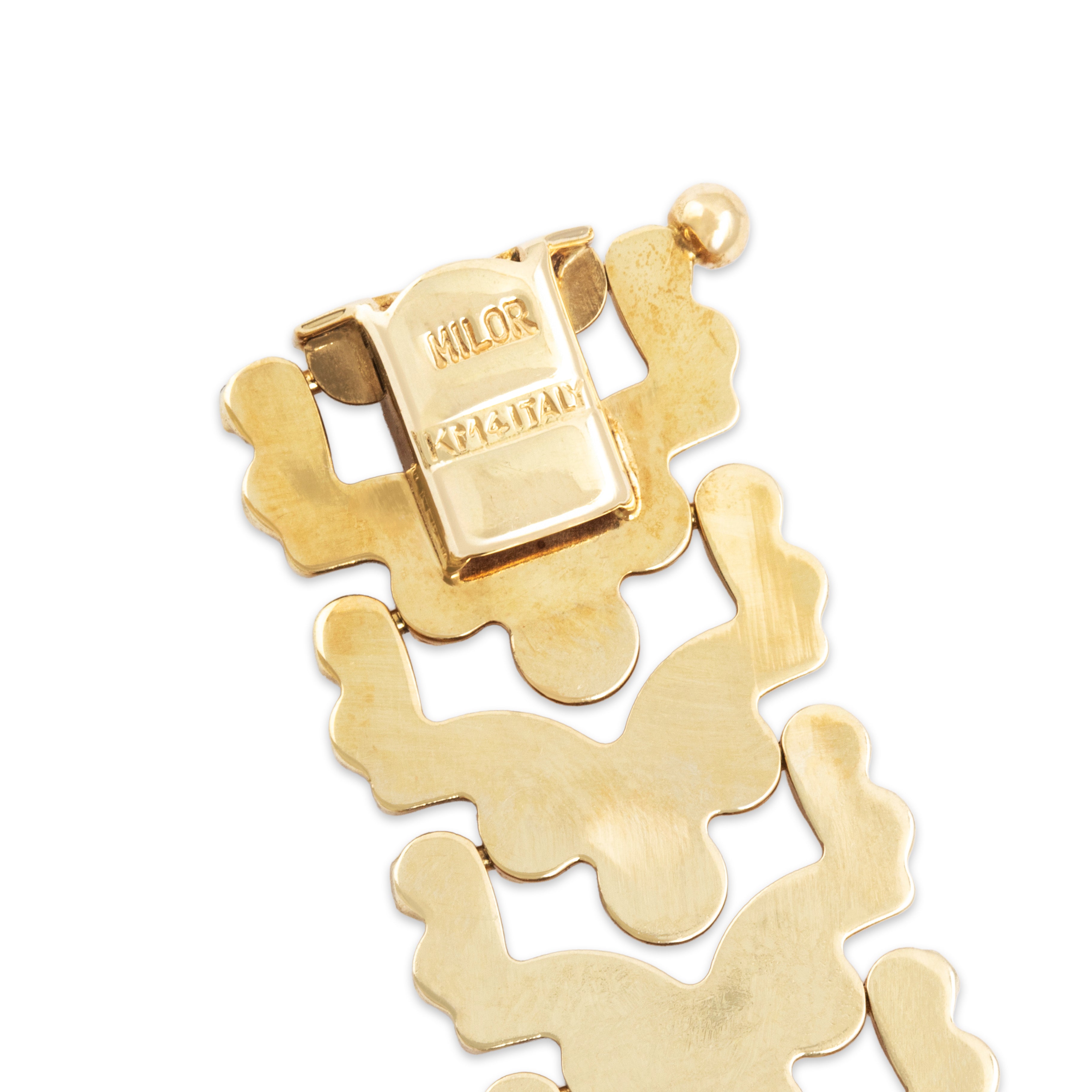 Vintage Italian 14k Yellow Gold Open Bow Chain Bracelet - Hallmark view