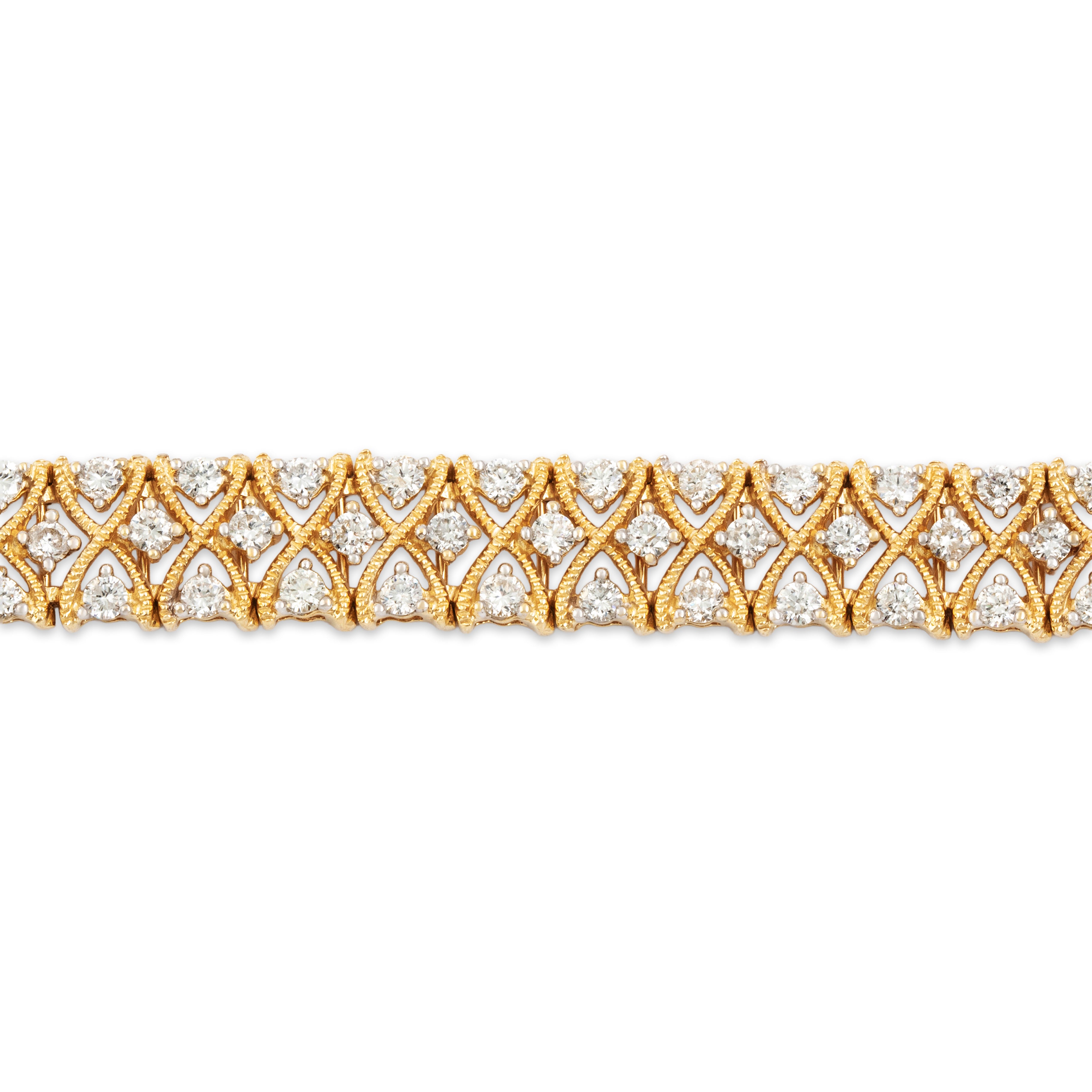 Vintage 14k Yellow Gold 3.48cttw Diamond Incredible Milgrain Tennis Bracelet 7