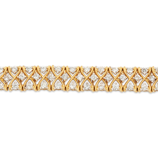 Vintage 14k Yellow Gold 3.48cttw Diamond Incredible Milgrain Tennis Bracelet 7