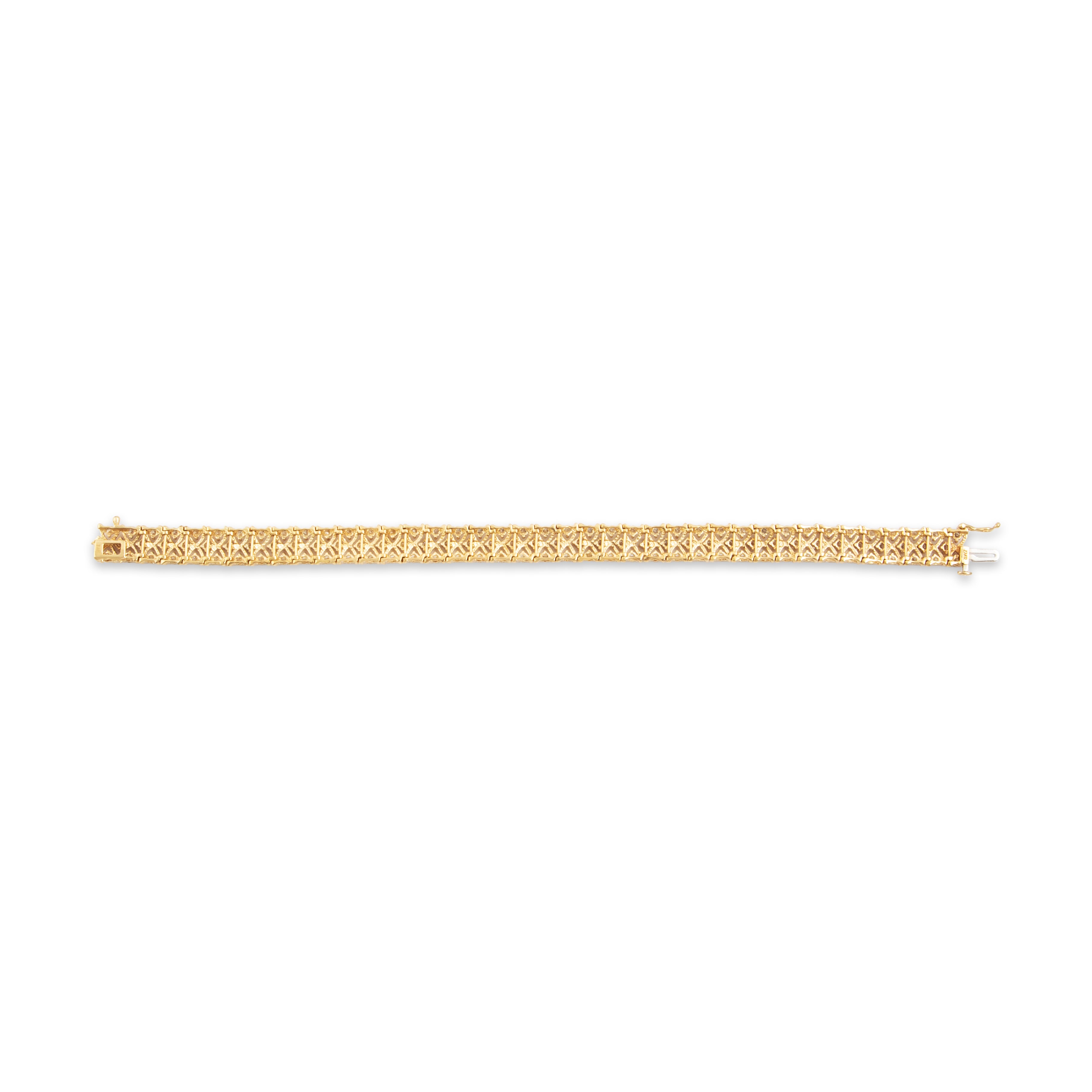Vintage 14k Yellow Gold 3.48cttw Diamond Timeless Milgrain Line Bracelet - Back view