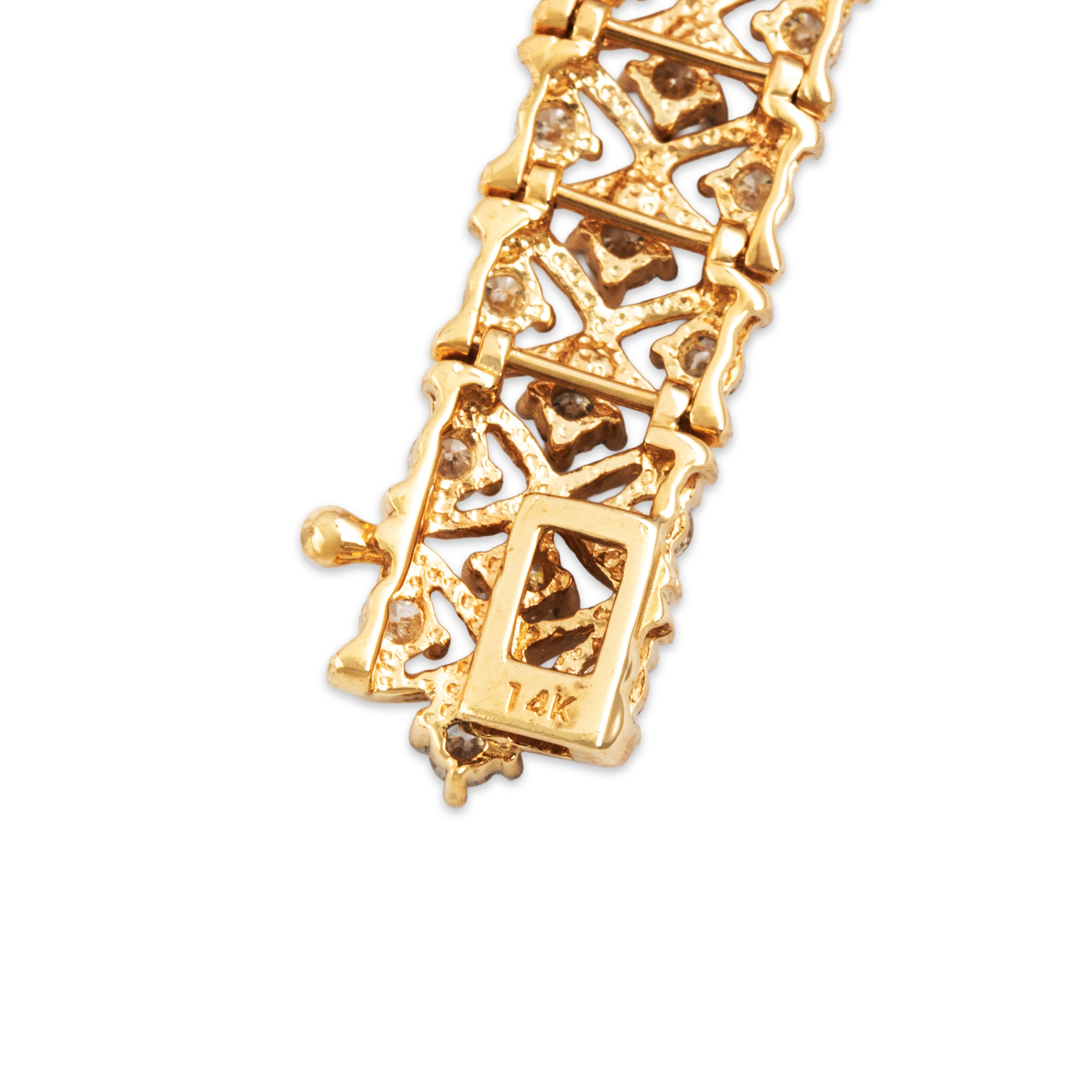 Vintage 14k Yellow Gold 3.48cttw Diamond Timeless Milgrain Line Bracelet - Hallmark view