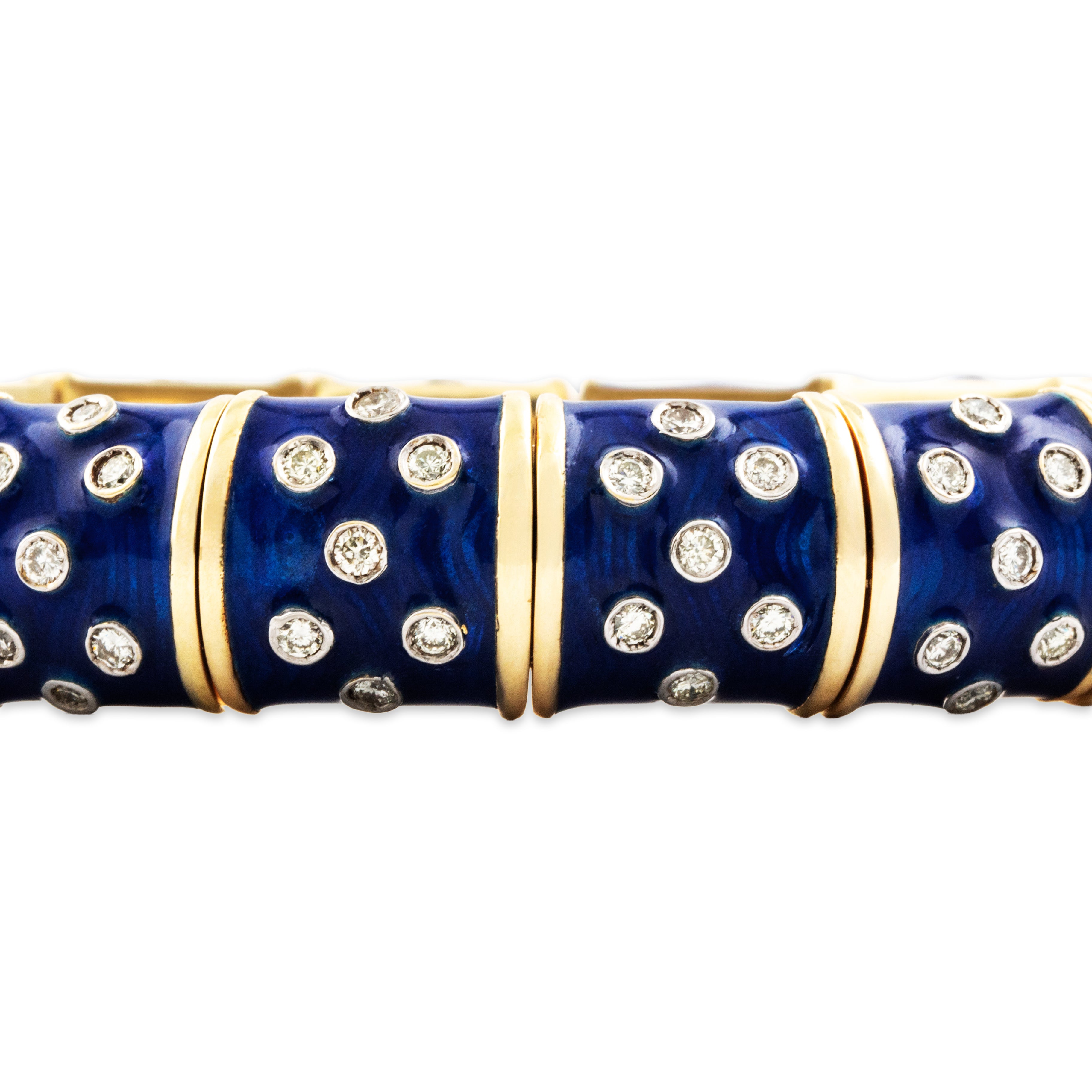 Vintage Hidalgo Heavy 14k Yellow Gold 3.045cttw Diamond Blue Bracelet - detail view #4