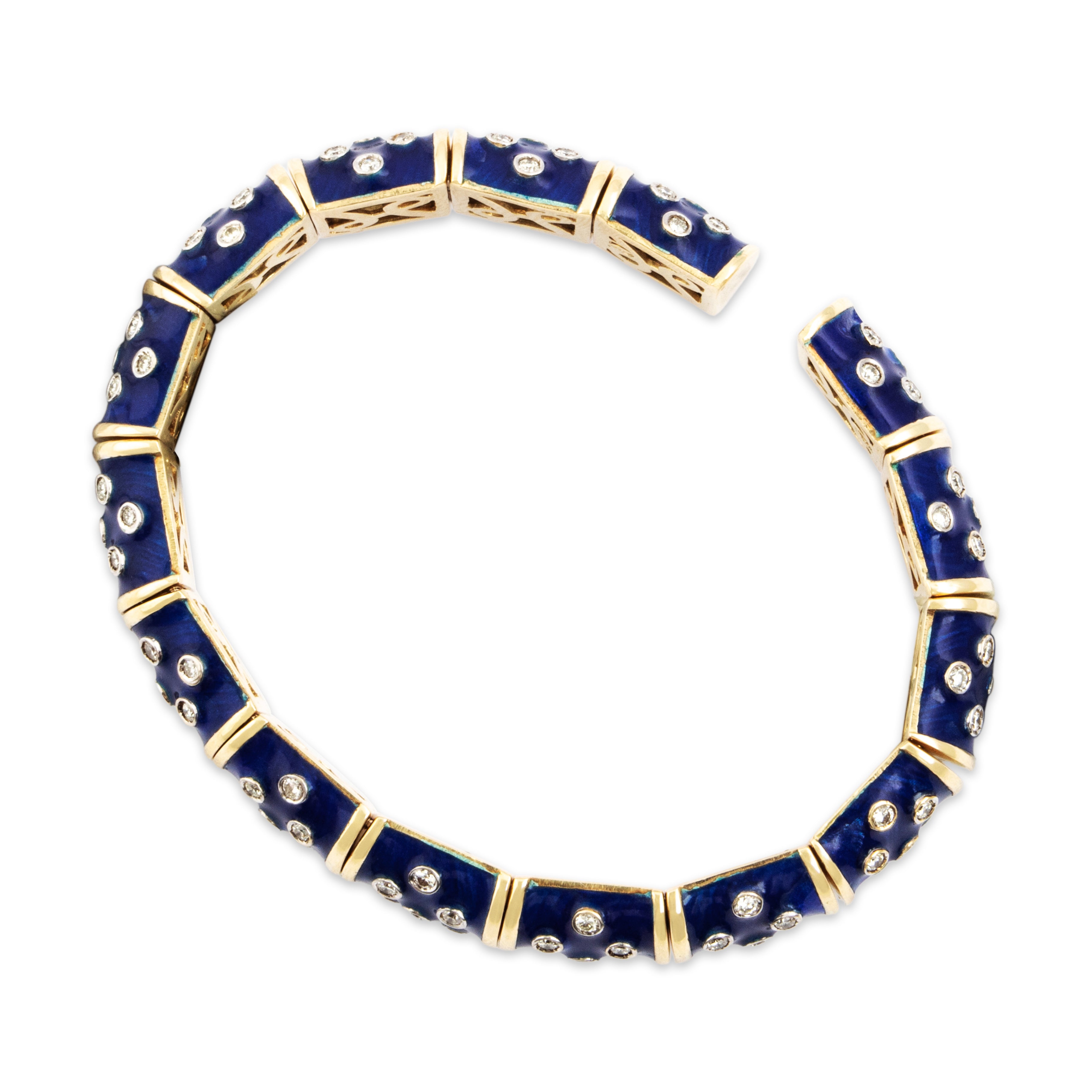 Vintage Hidalgo Heavy 14k Yellow Gold 3.045cttw Diamond Blue Bracelet - detail view #2