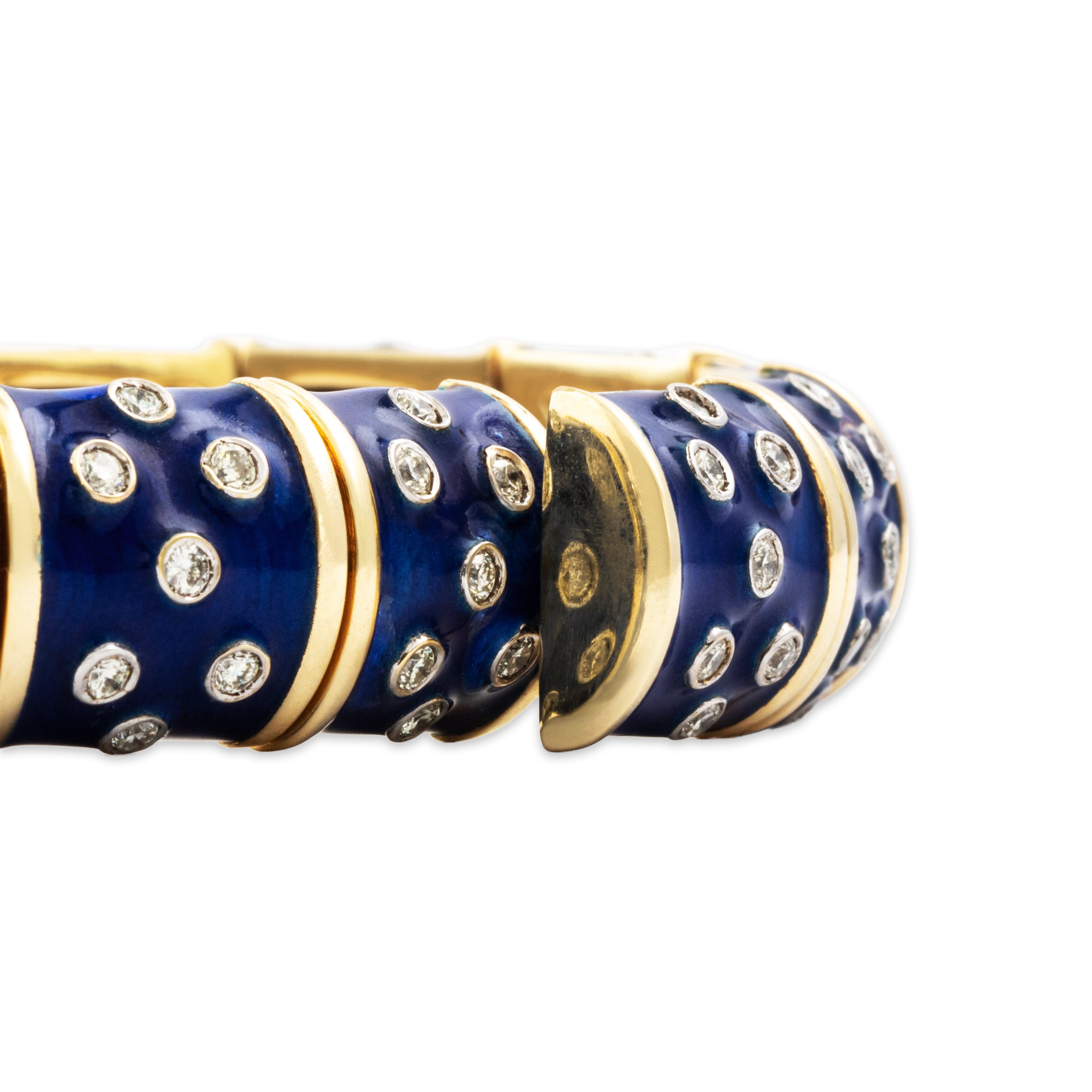 Vintage Hidalgo Heavy 14k Yellow Gold 3.045cttw Diamond Blue Bracelet - detail view #5