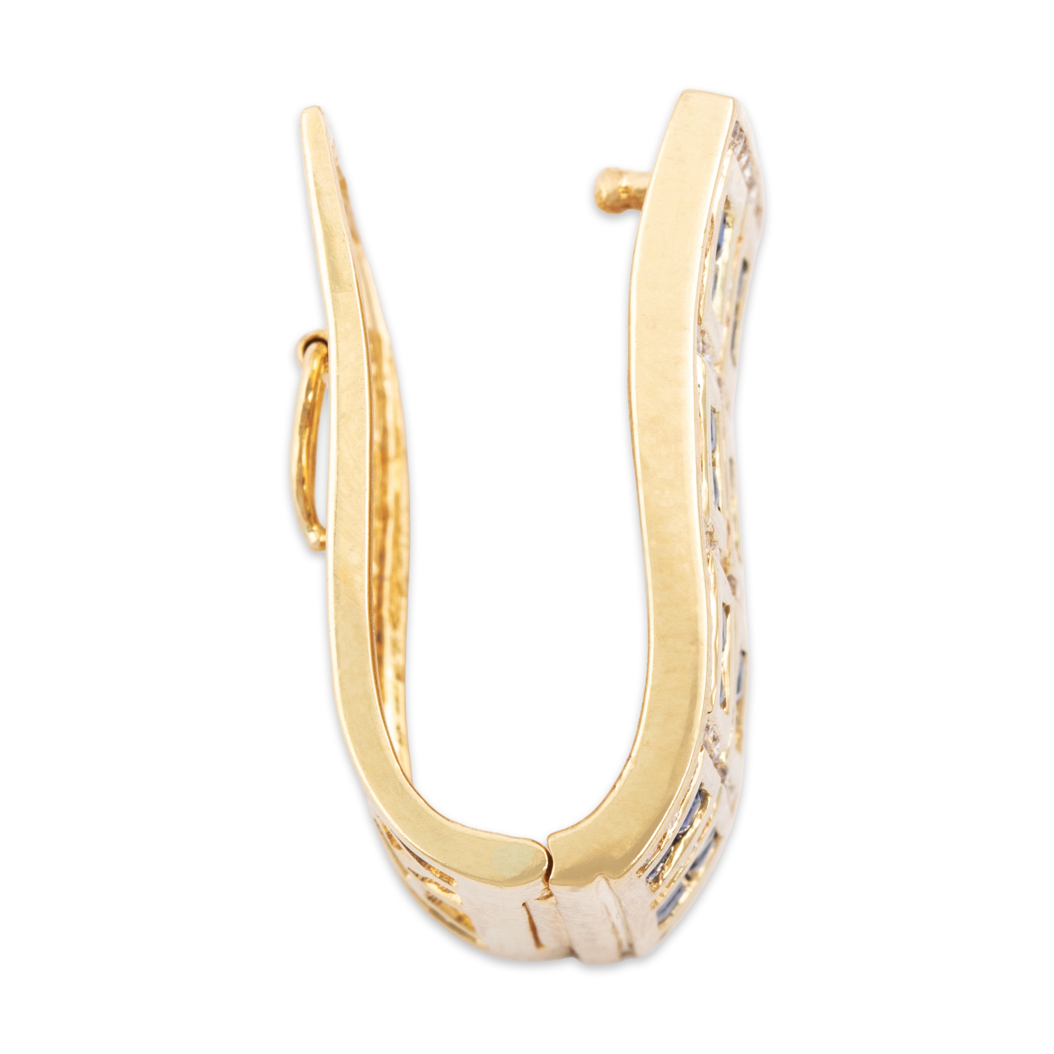 Vintage 14k Yellow Gold 1cttw Sapphire .736cttw Diamond Tiled Slide Pendant - Side view