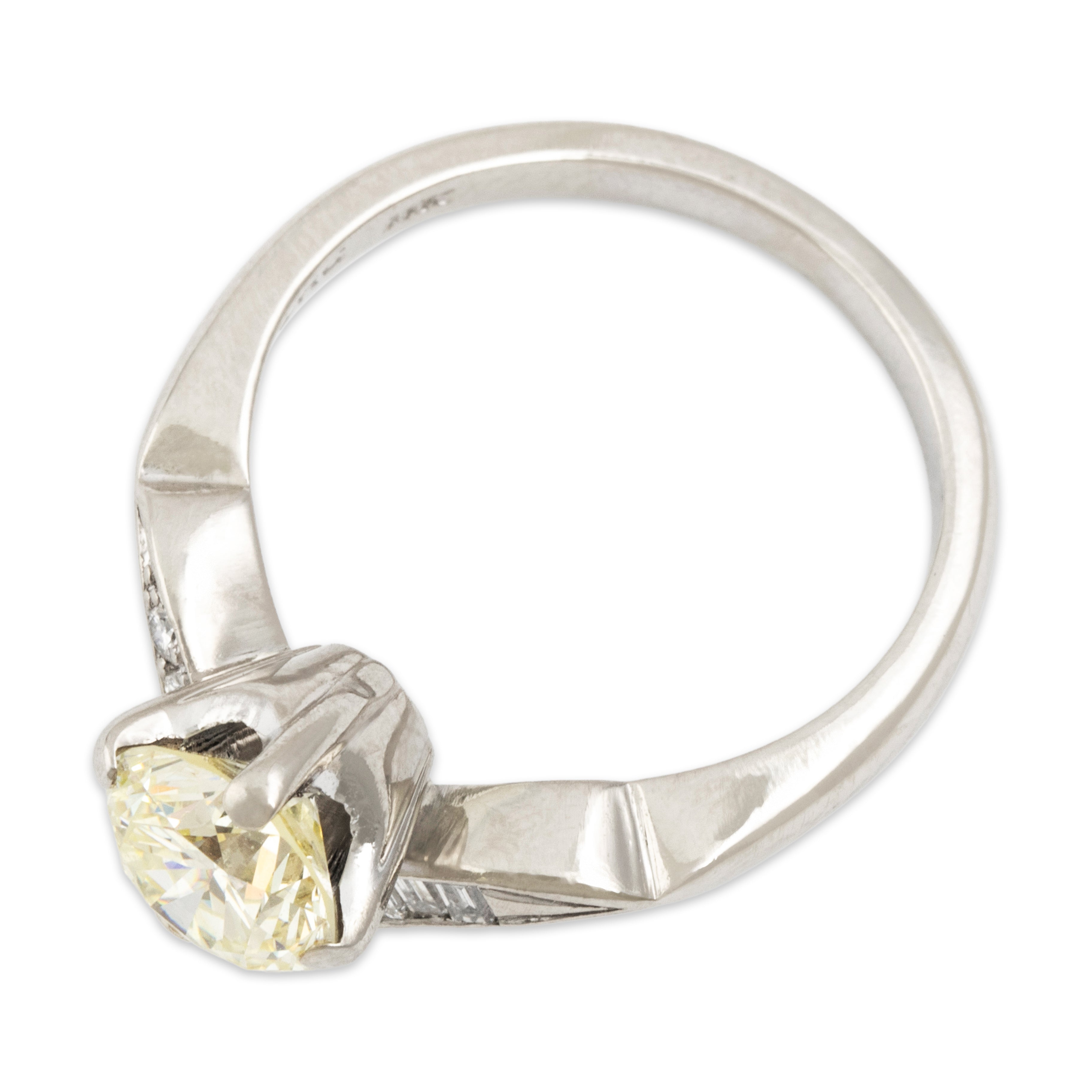 Vintage 14k White Gold 1.442cttw Faint Yellow & White Diamond Stunning Ring - Overall view