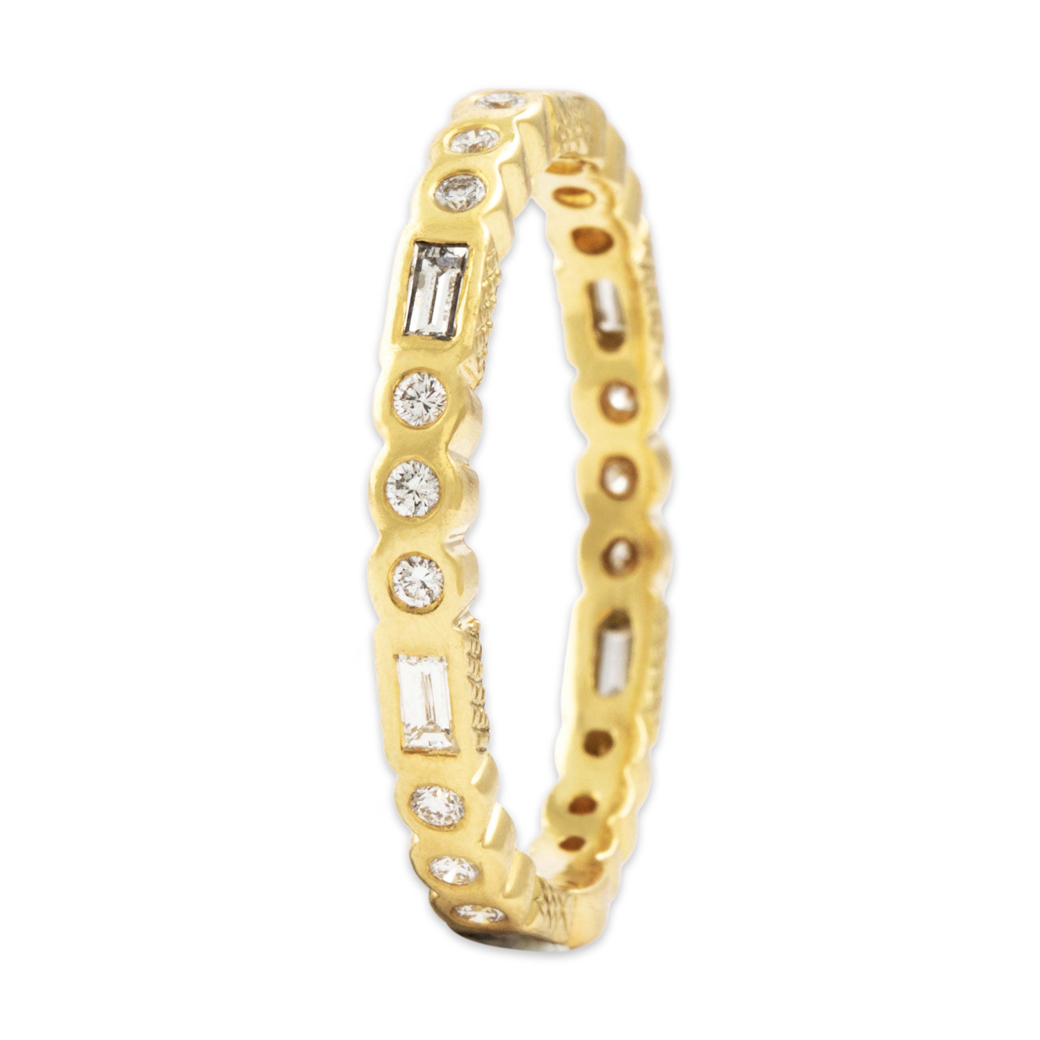 Vintage 18k Yellow Gold .648cttw Diamond Dainty Eternity Band Ring - detail view #1