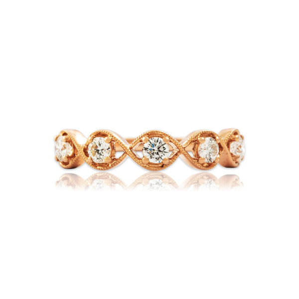 Estate 18k Rose Gold .43cttw Diamond Fantastic Open-Set Band Ring 6.50