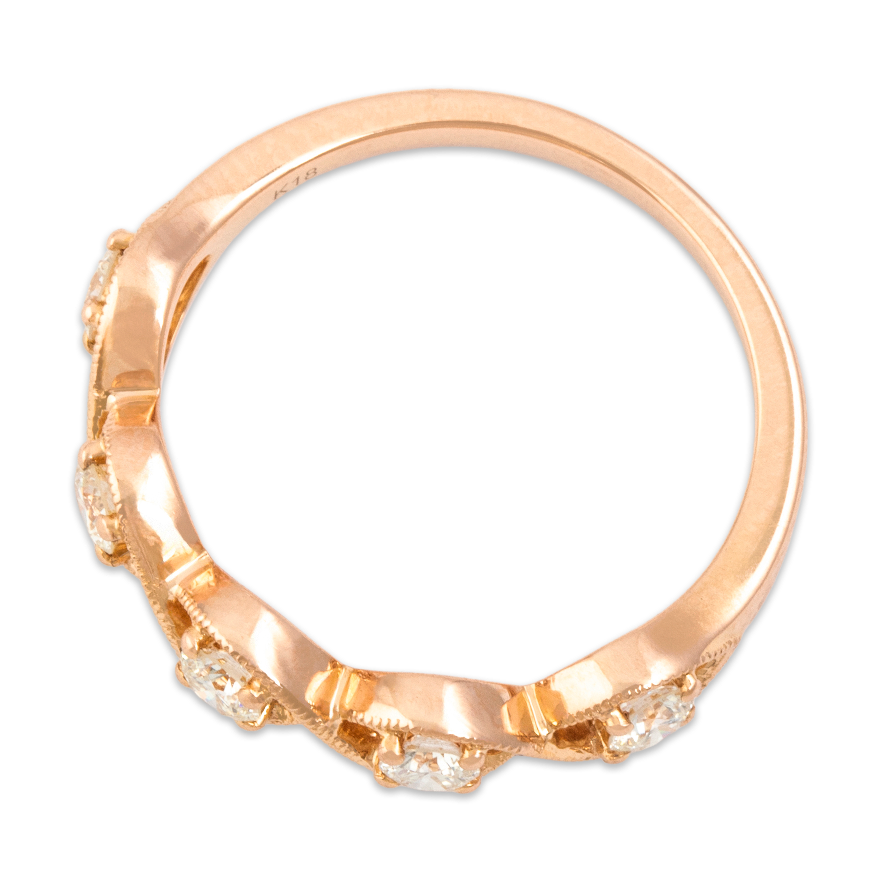 Estate 18k Rose Gold .43cttw Diamond Fantastic Open-Set Band Ring 6.50