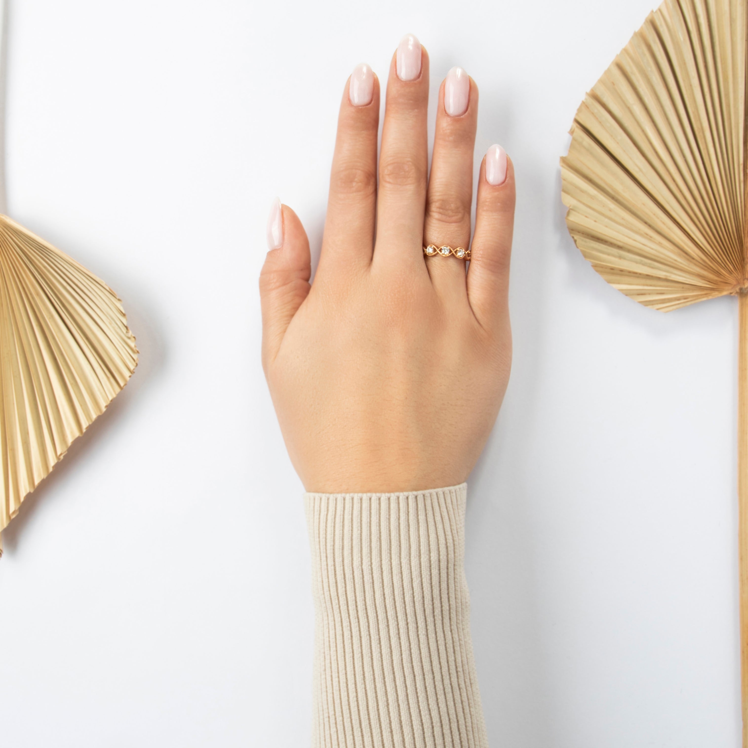 Estate 18k Rose Gold .43cttw Diamond Fantastic Open-Set Band Ring - On model view