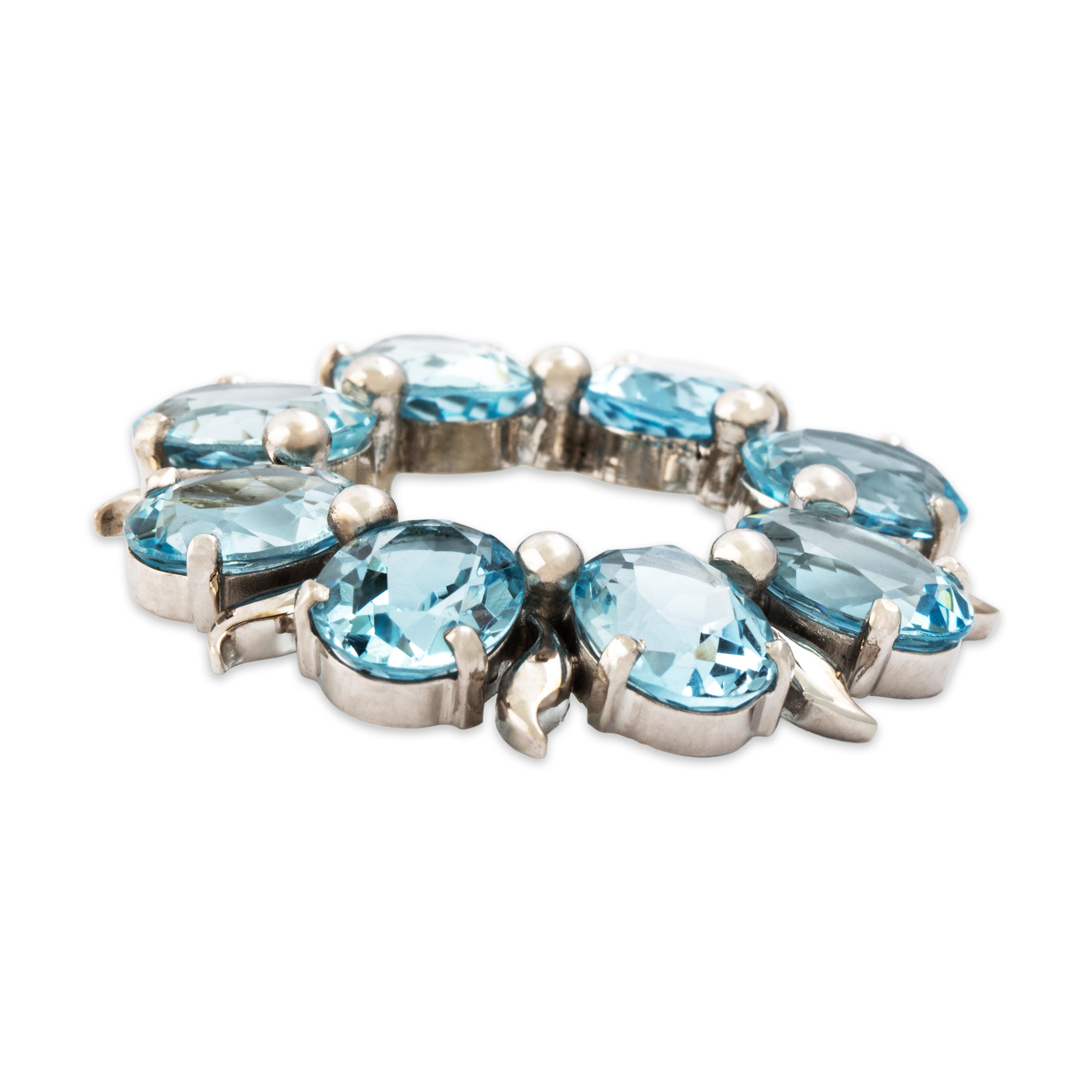 Vintage Large 14k White Gold 12.5cttw Aquamarine Sparkling Wreath Slide Pendant - Side view