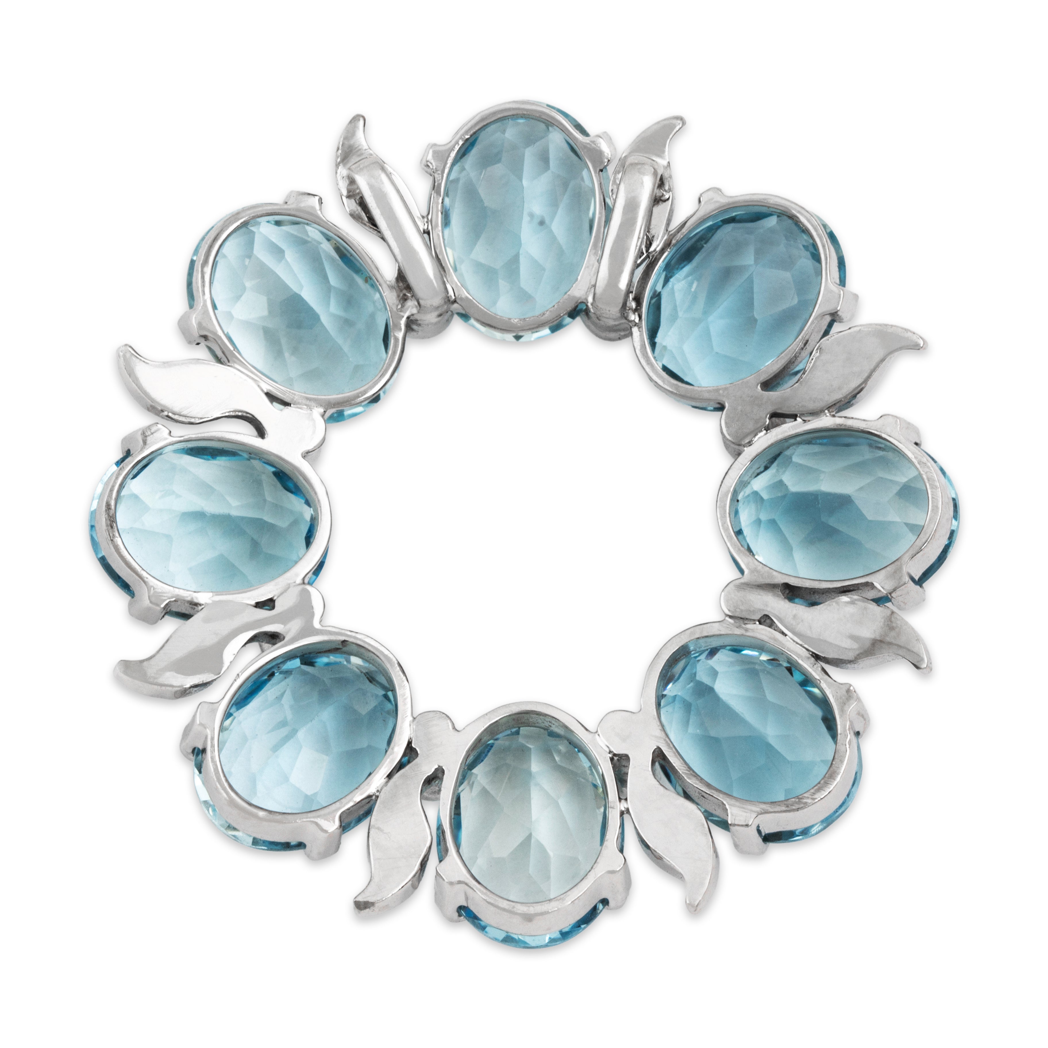 Vintage Large 14k White Gold 12.5cttw Aquamarine Sparkling Wreath Slide Pendant