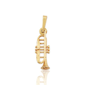 Vintage Italian 14k Yellow Gold Musical Trumpet Charm / Pendant