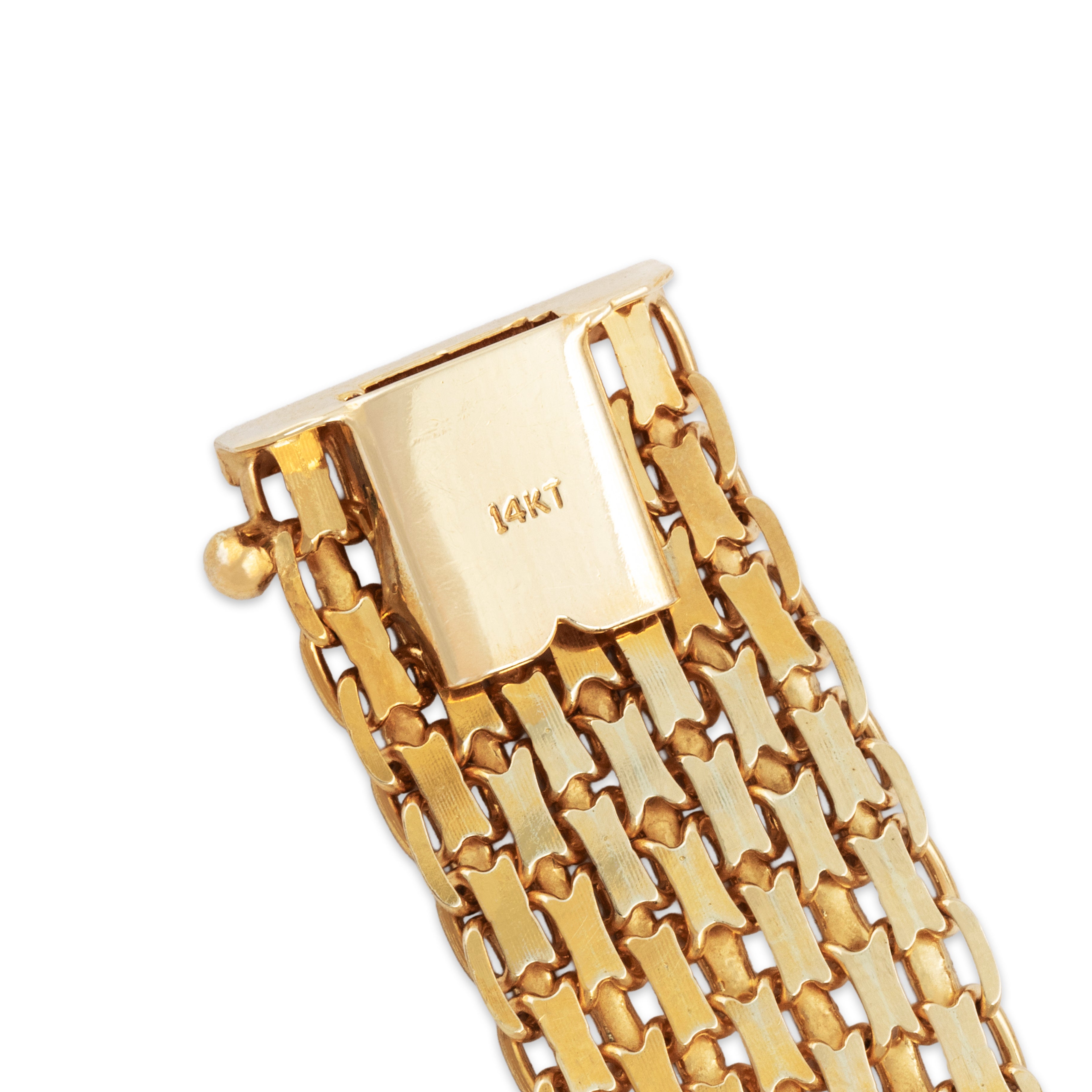 Vintage 14k Yellow Gold Incredible Mesh Link Bracelet - Hallmark view