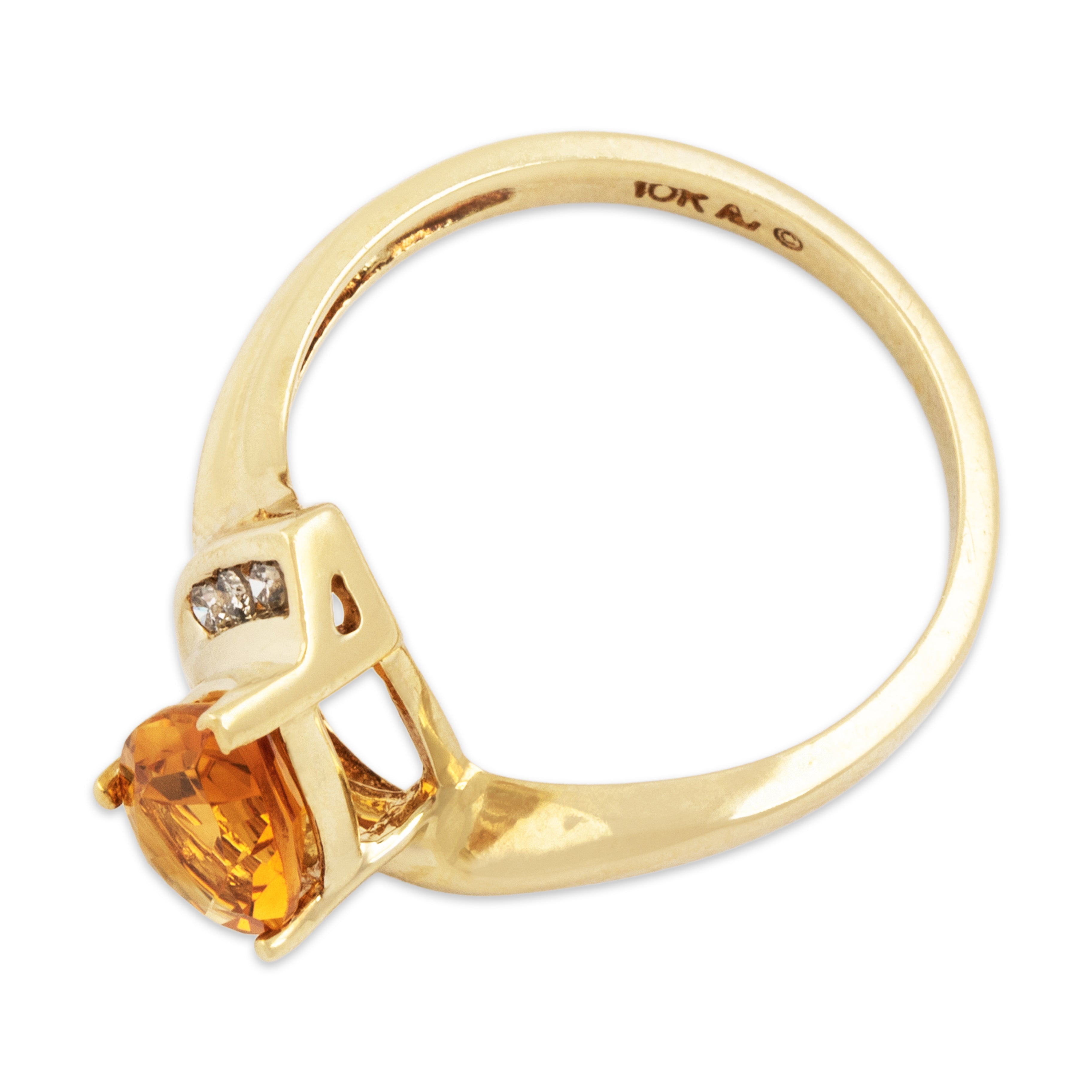 Vintage 10k Yellow Gold 1.2ct Citrine Diamond Accented Pear Ring - Overall view