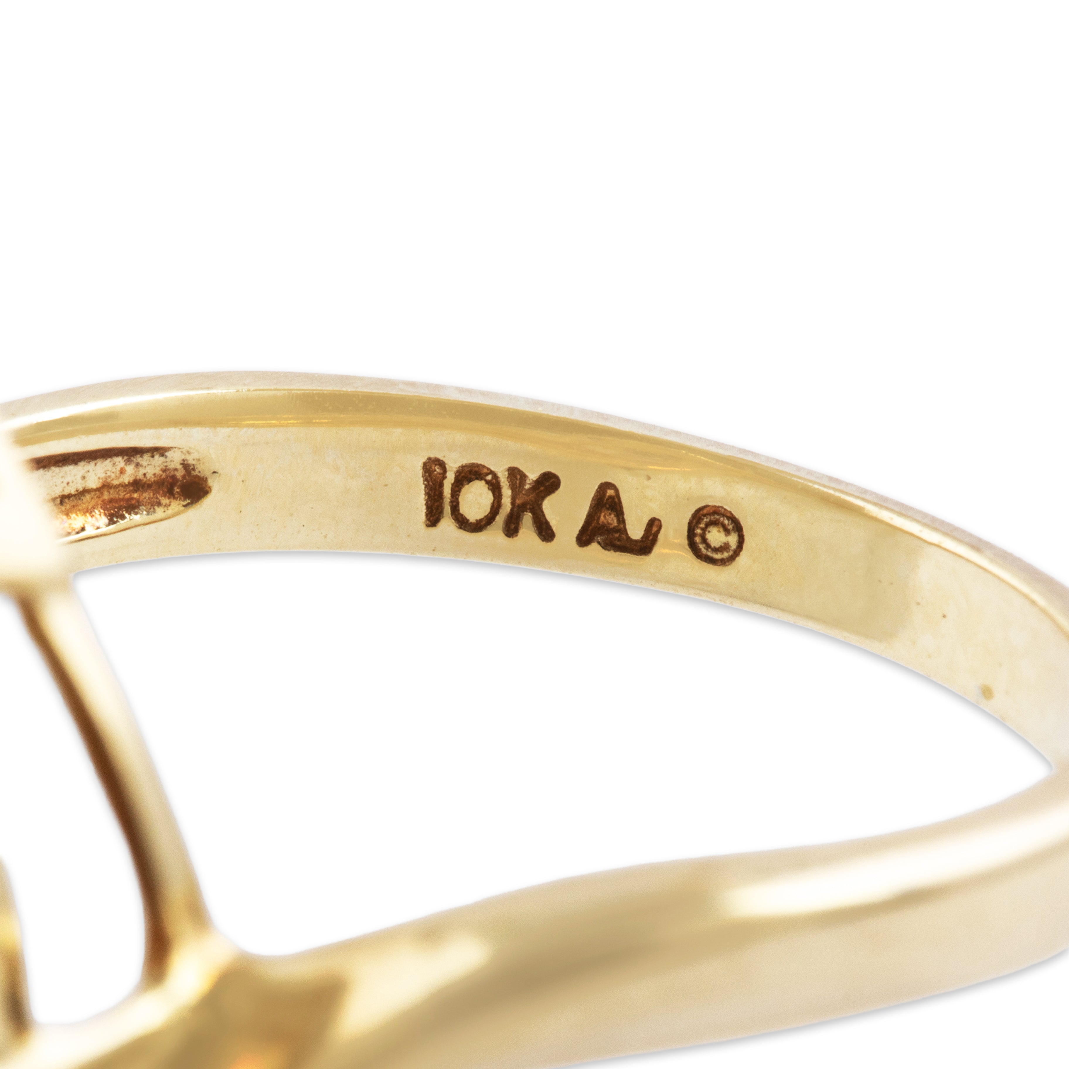 Vintage 10k Yellow Gold 1.2ct Citrine Diamond Accented Pear Ring - Hallmark view