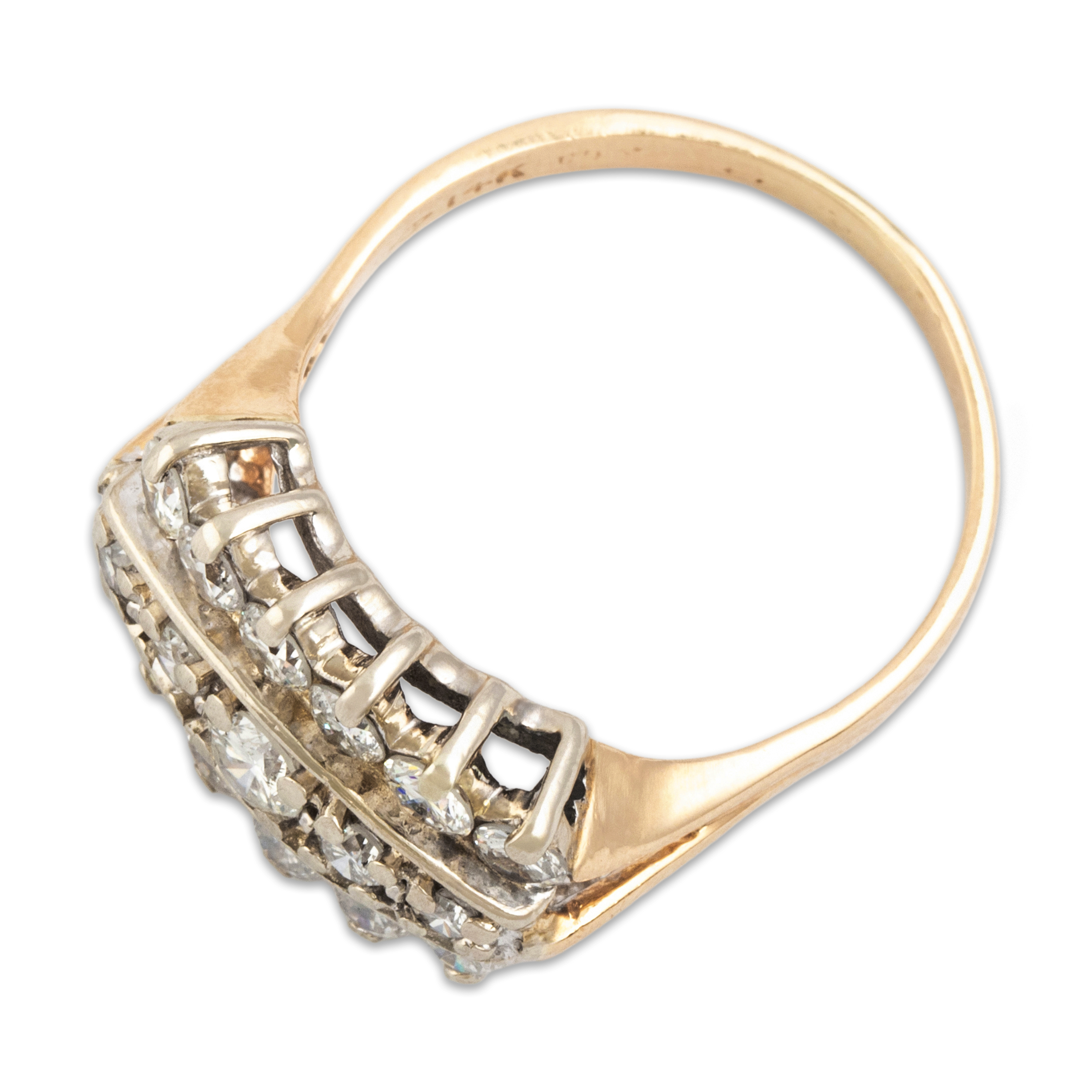 Vintage 14k Yellow & White Gold 1.376cttw Diamond Bold Triple Line Ring 8.50