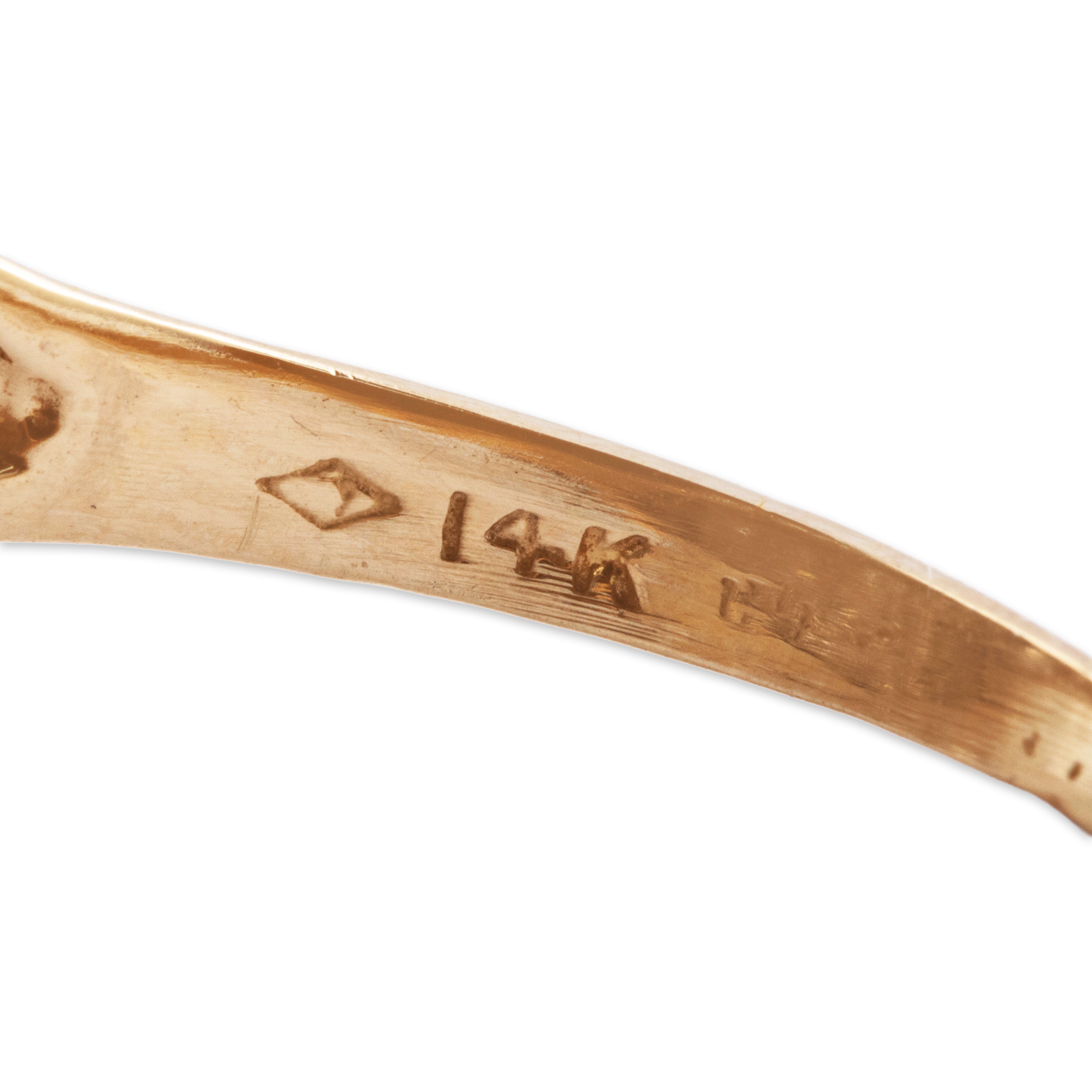 Vintage 14k Yellow & White Gold 1.376cttw Diamond Bold Triple Line Ring - Hallmark view