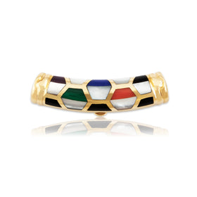 Vintage Asch Grossbardt 14k Yellow Gold Multistone Inlay Slide Pendant