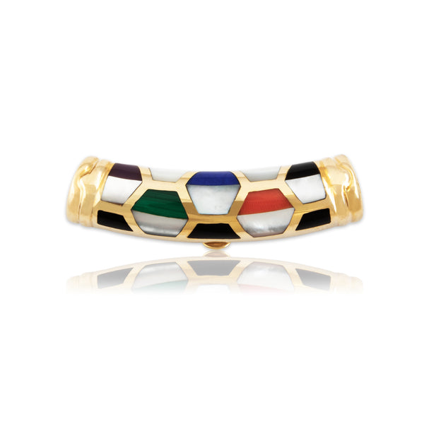 Vintage Asch Grossbardt 14k Yellow Gold Multistone Inlay Slide Pendant