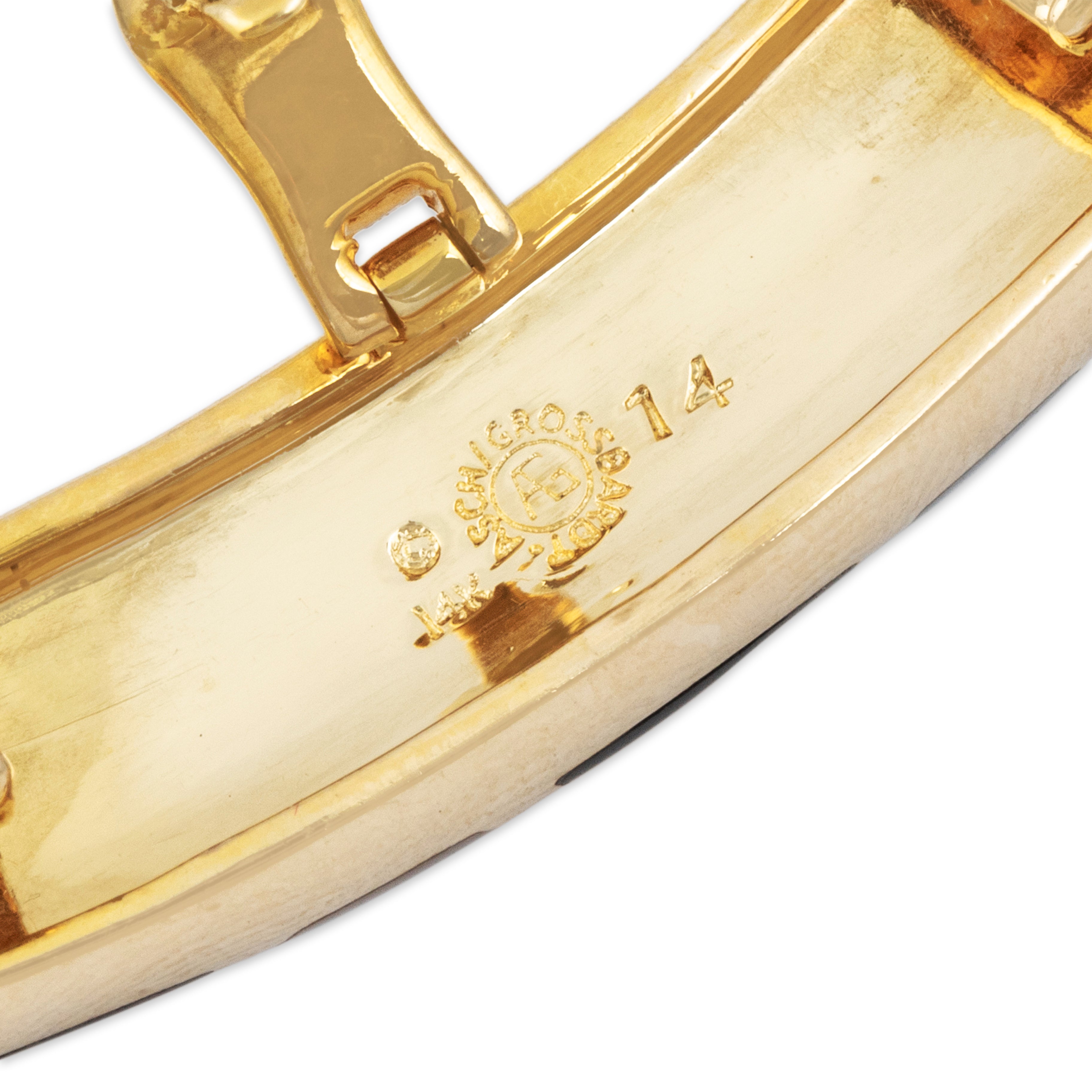 Vintage Asch Grossbardt 14k Yellow Gold Mother Of Pearl Onyx Tile Slide Pendant - Hallmark view