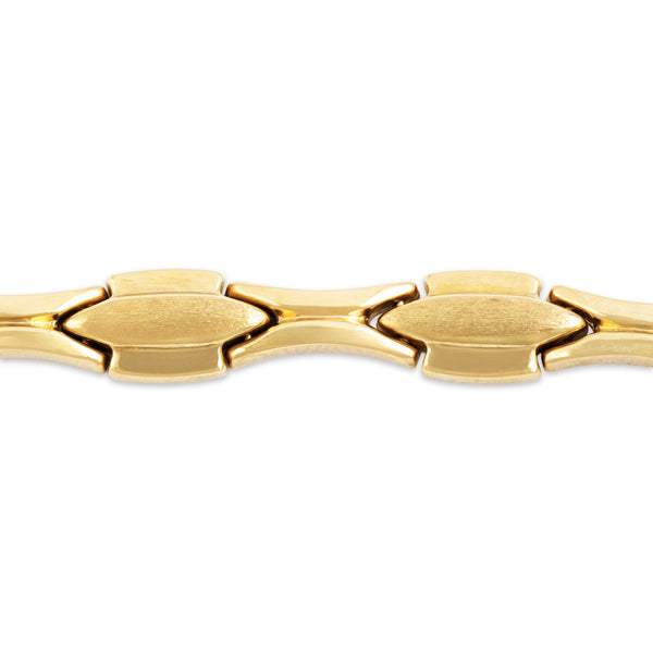 Vintage 14k Yellow Gold Sleek Brushed Geometric Link Bracelet 7