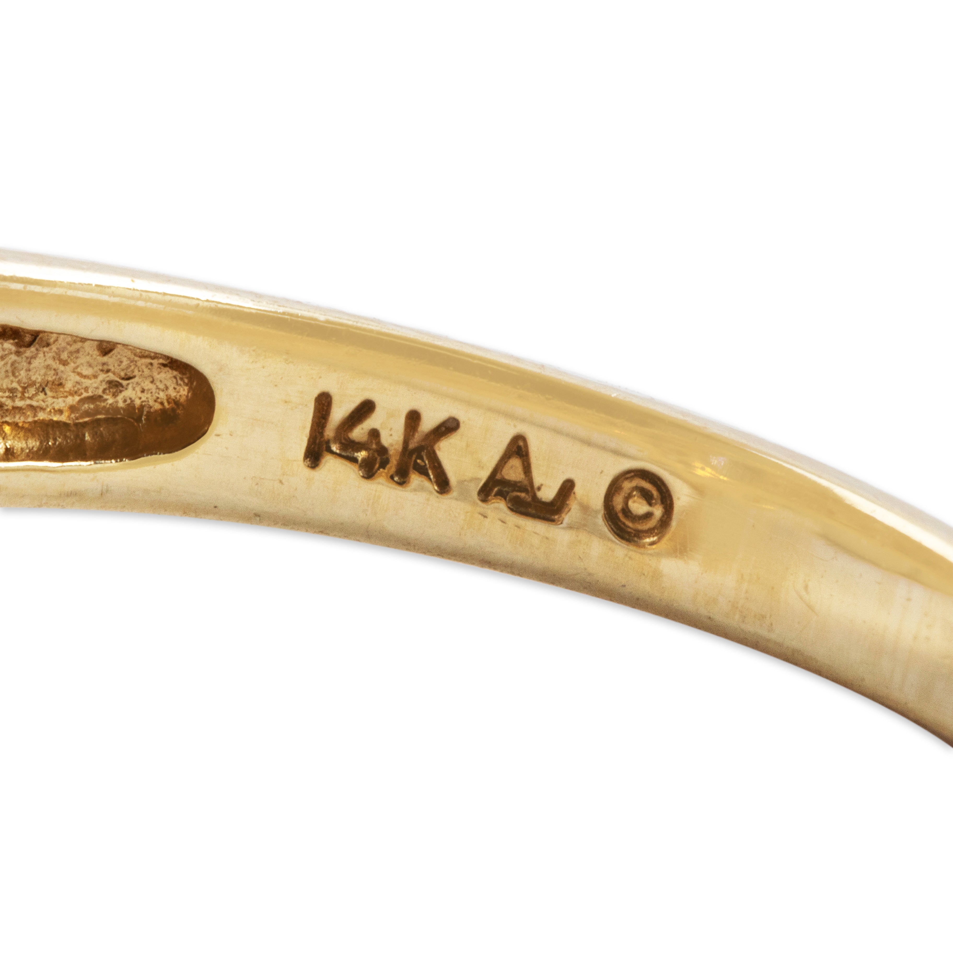 Vintage 14k Yellow Gold Tanzanite Diamond Pretty Channel-Set Shoulder Ring - Hallmark view