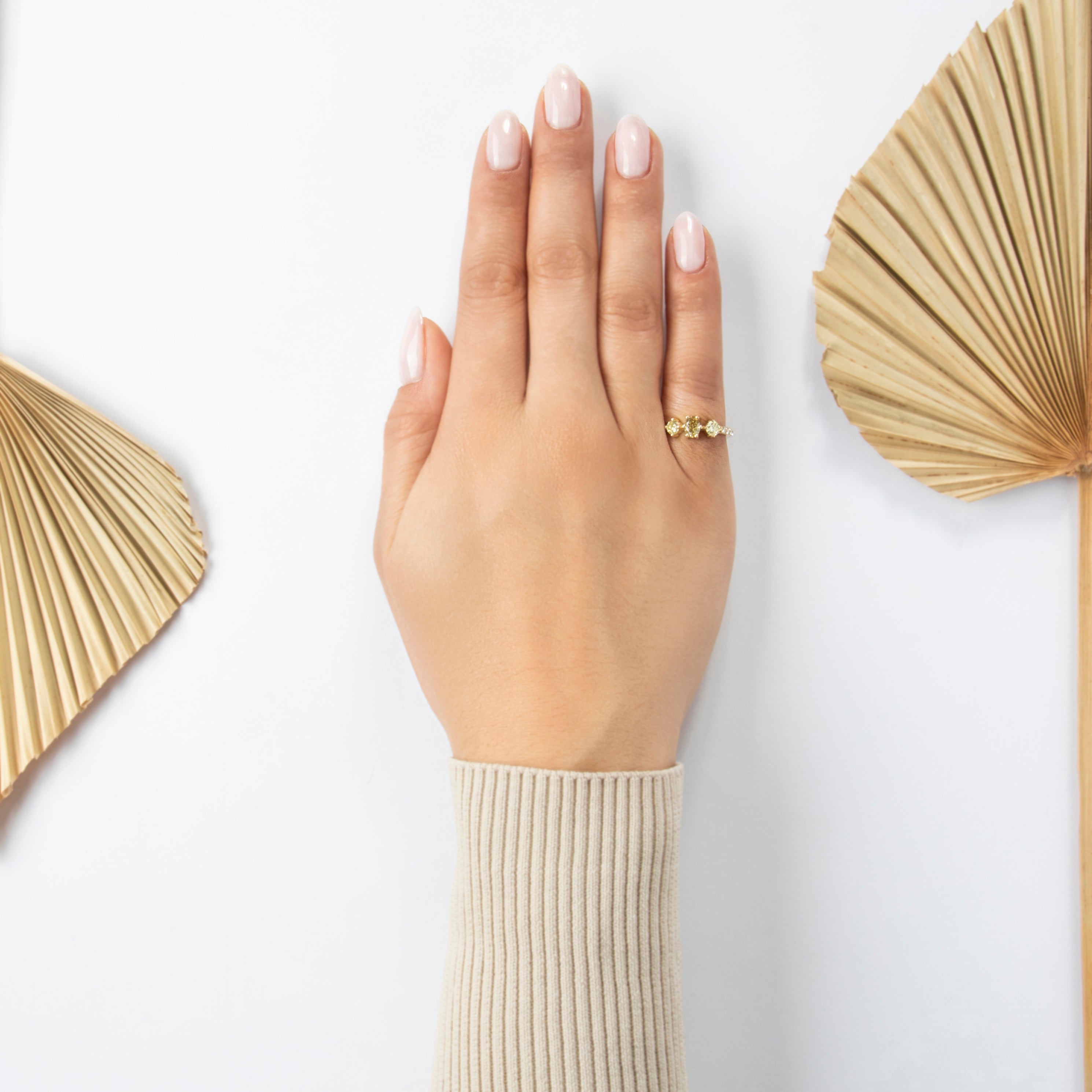 Estate 14k Yellow Gold 1.18cttw Yellow & White Diamond GIA Stellar Ring - On model view