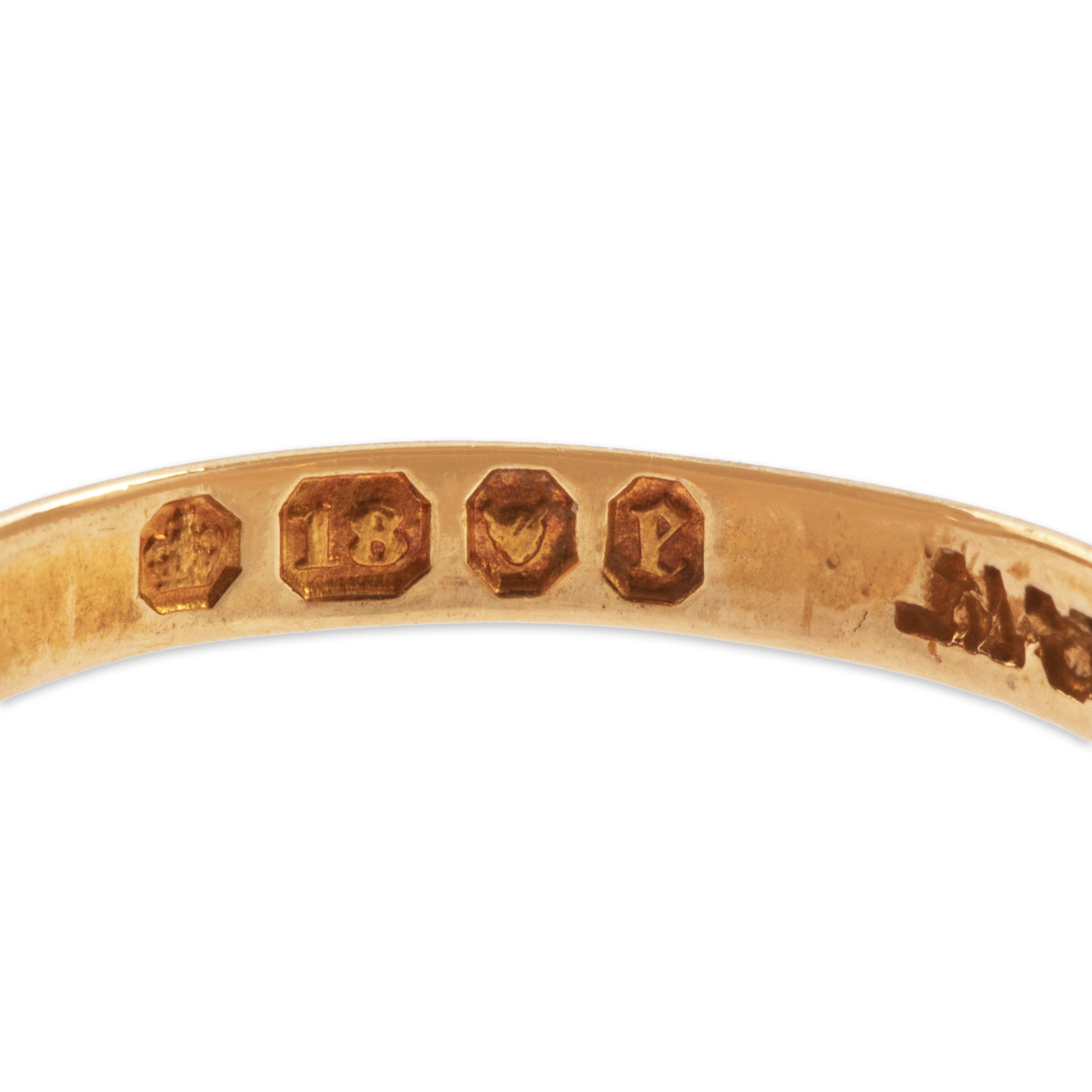 Antique Victorian English 18k Yellow Gold 2.56ct Bloodstone Signet Ring - Hallmark view