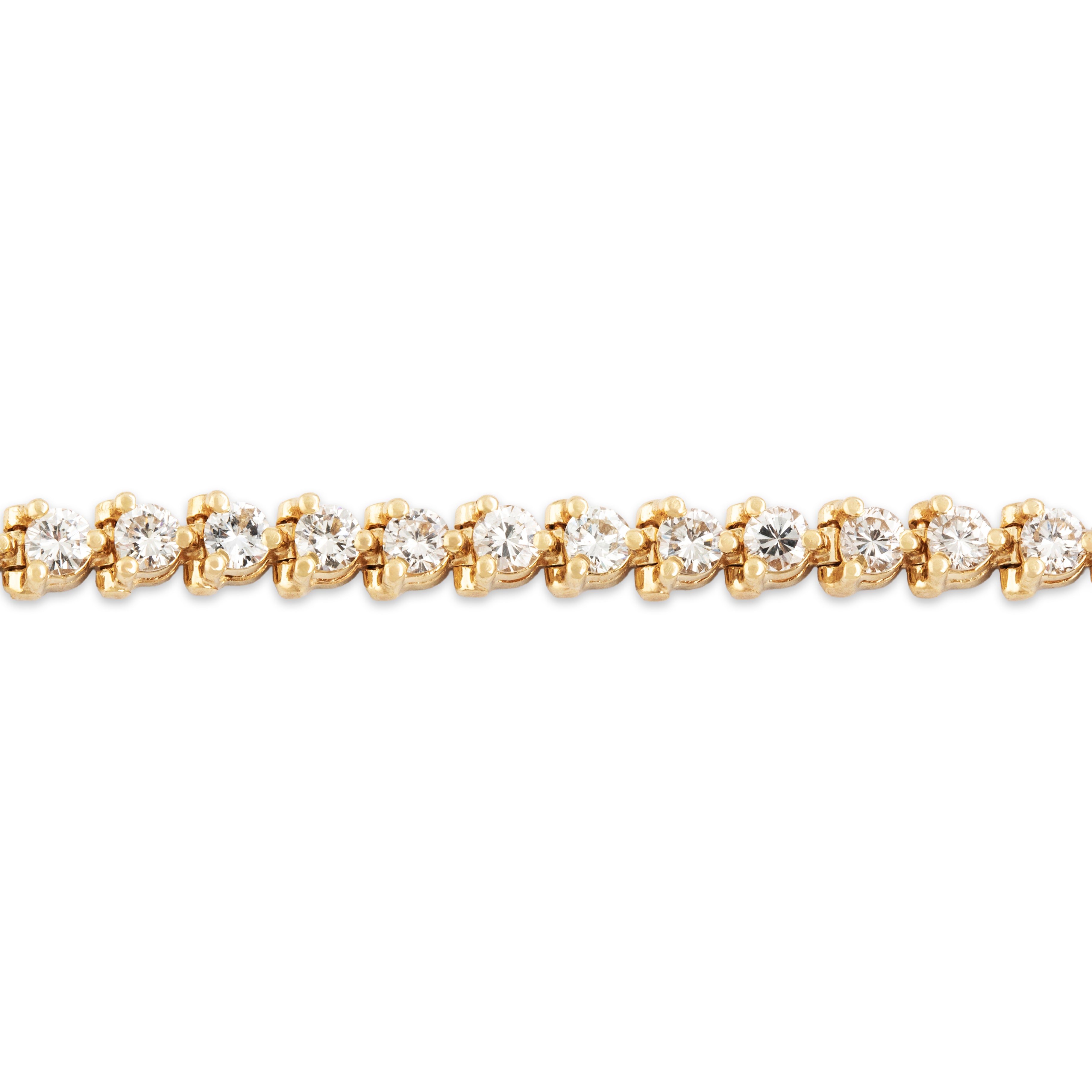 Vintage 14k Yellow Gold 3.58cttw Diamond Tennis Line Bracelet - Close-up view