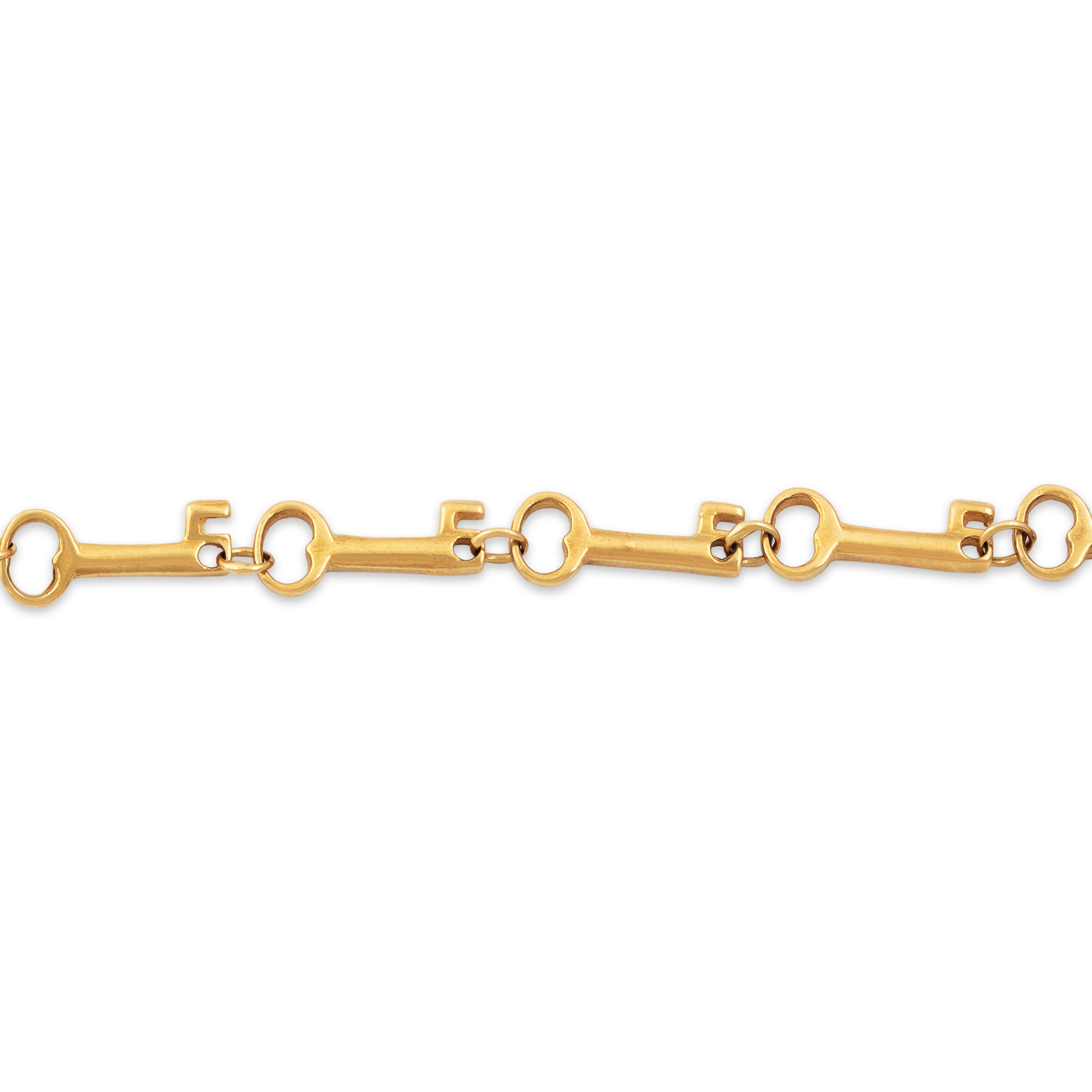 Vintage Italian 18k Yellow Gold Skeleton Key Bracelet - detail view #1