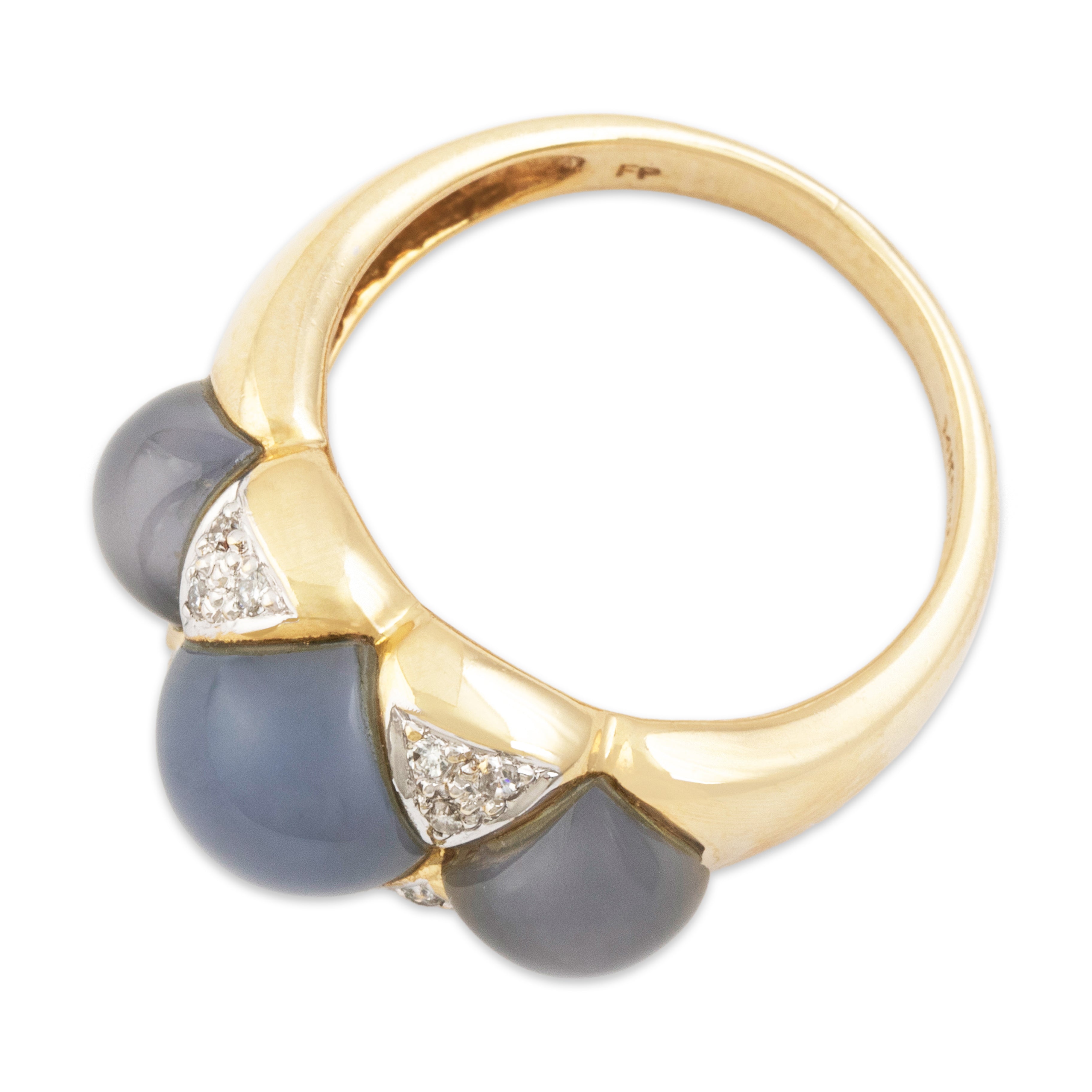 Vintage 14k Yellow Gold 7.8cttw Chalcedony Diamond Bubbly Statement Ring - Overall view