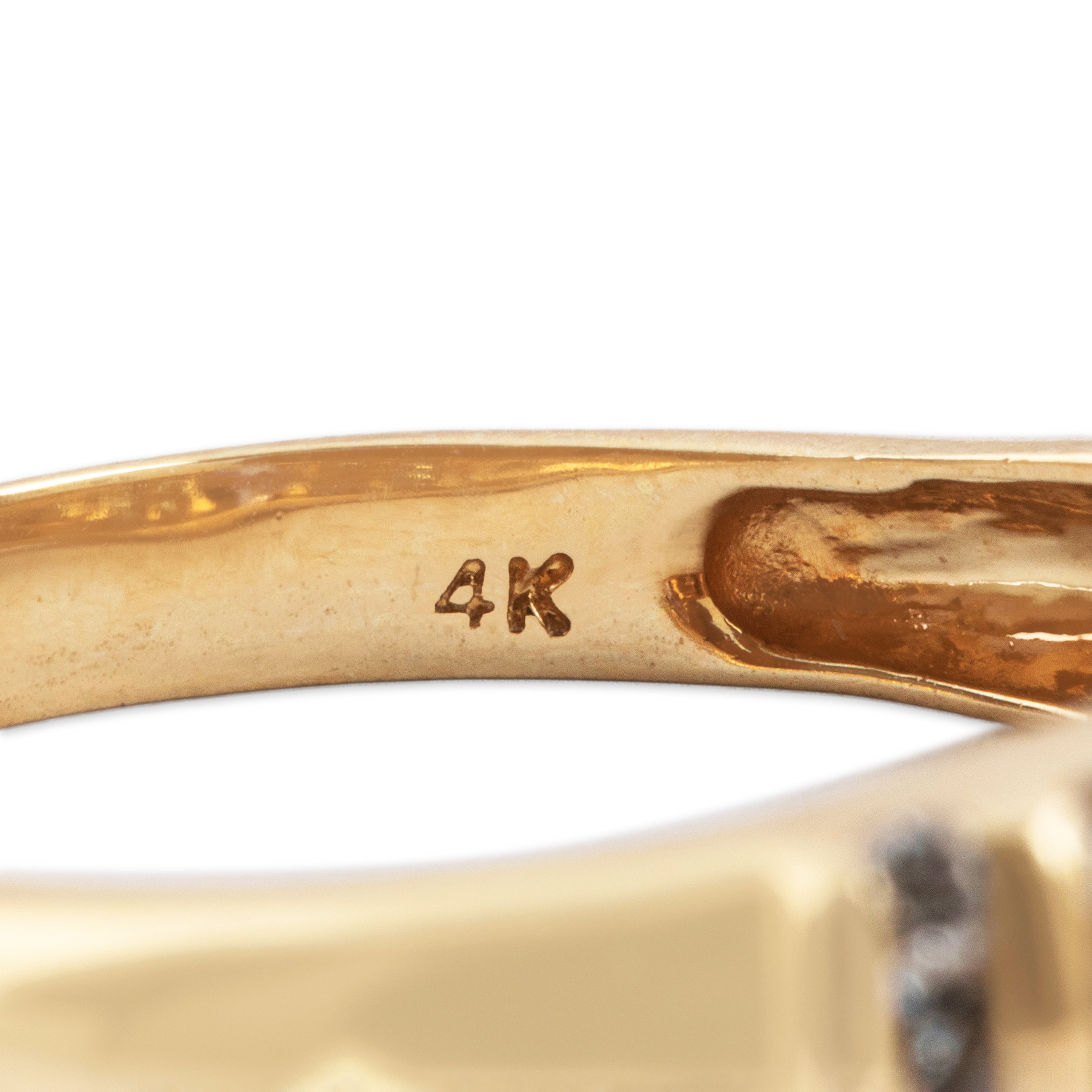 Vintage 14k Yellow Gold Tanzanite .208cttw Diamond Striped Statement Ring - Hallmark view