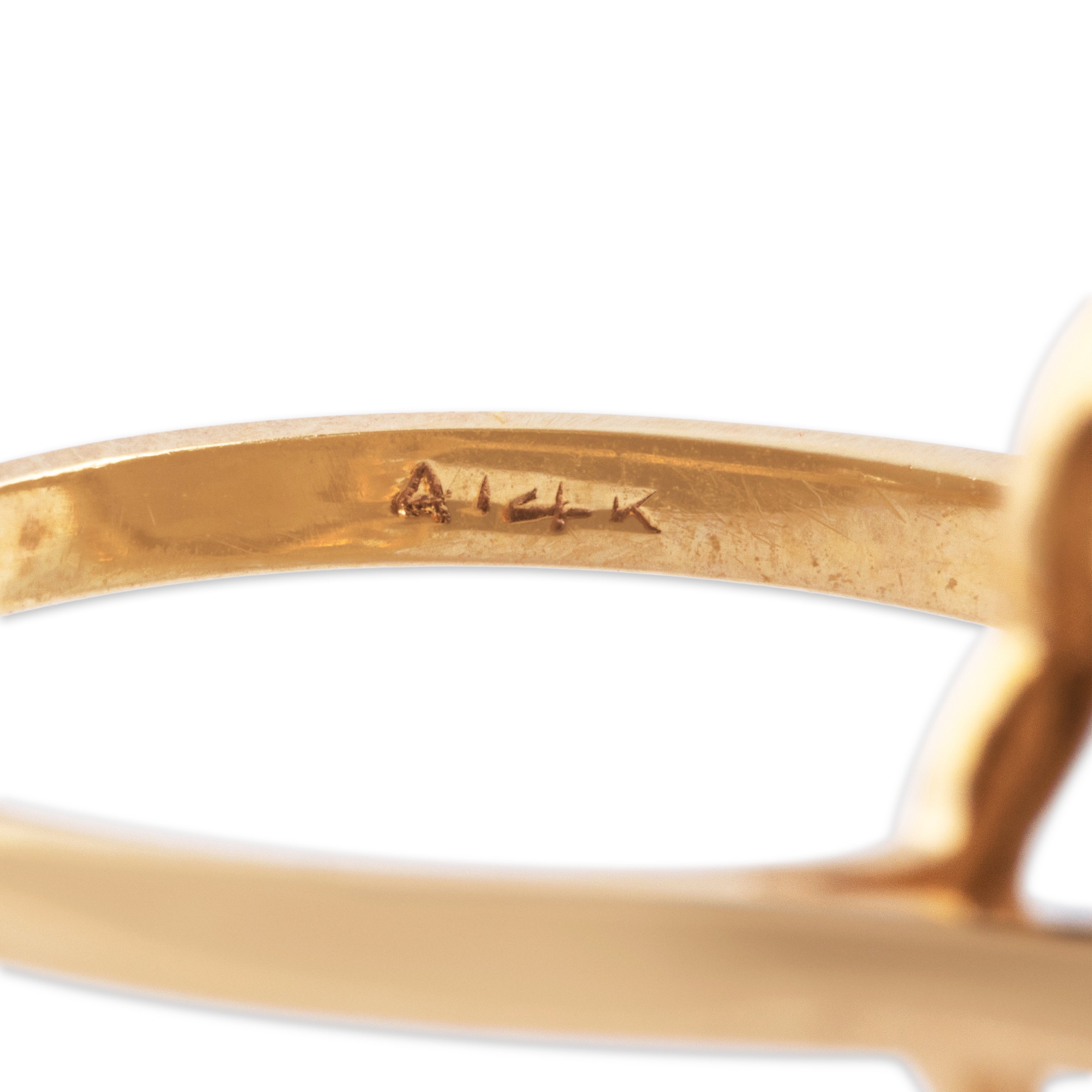 Vintage 14k Yellow Gold 10.5ct Smoky Quartz Cocktail Ring - Hallmark view