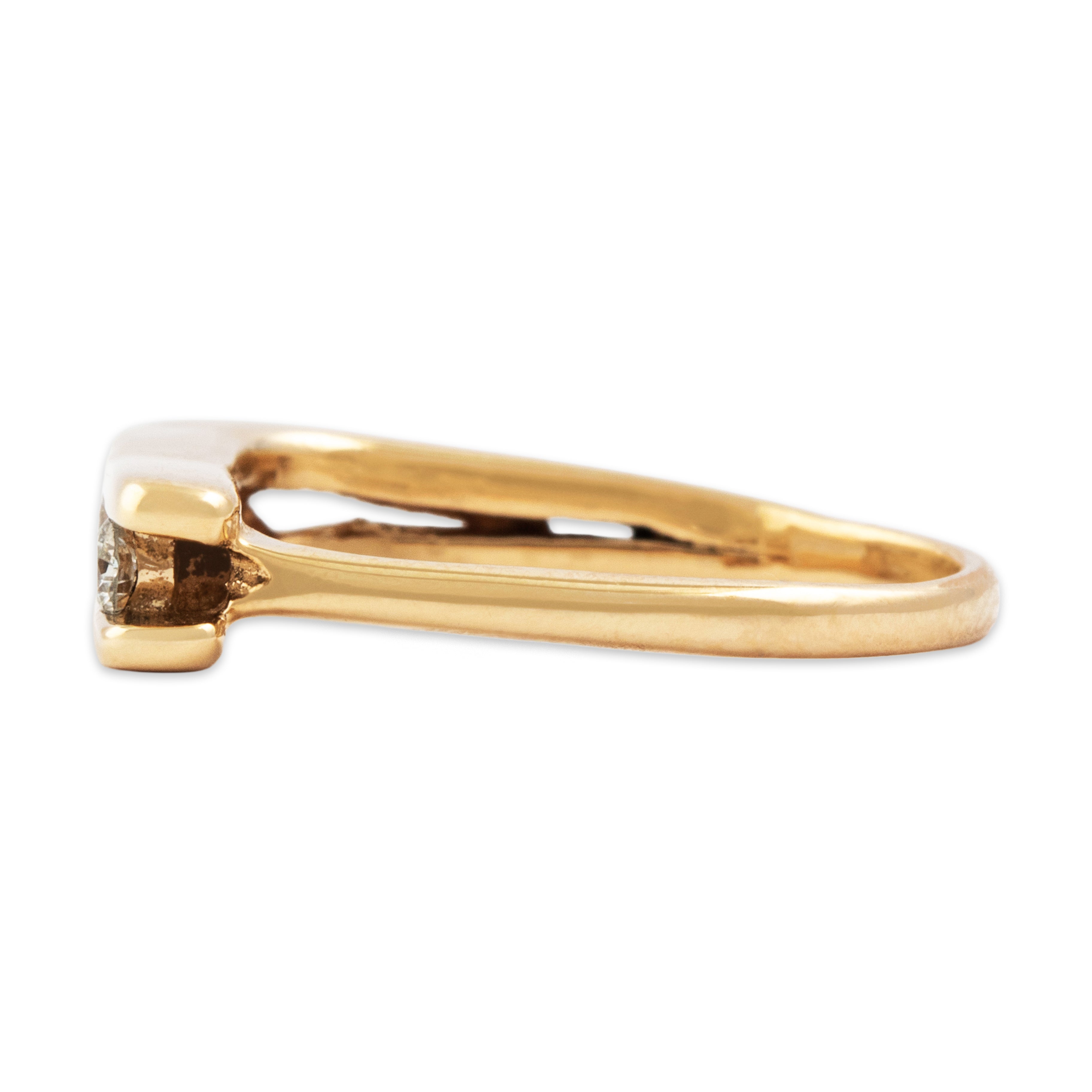 Vintage 14k Yellow Gold Diamond Modern Asymmetric Channel Ring - Side view