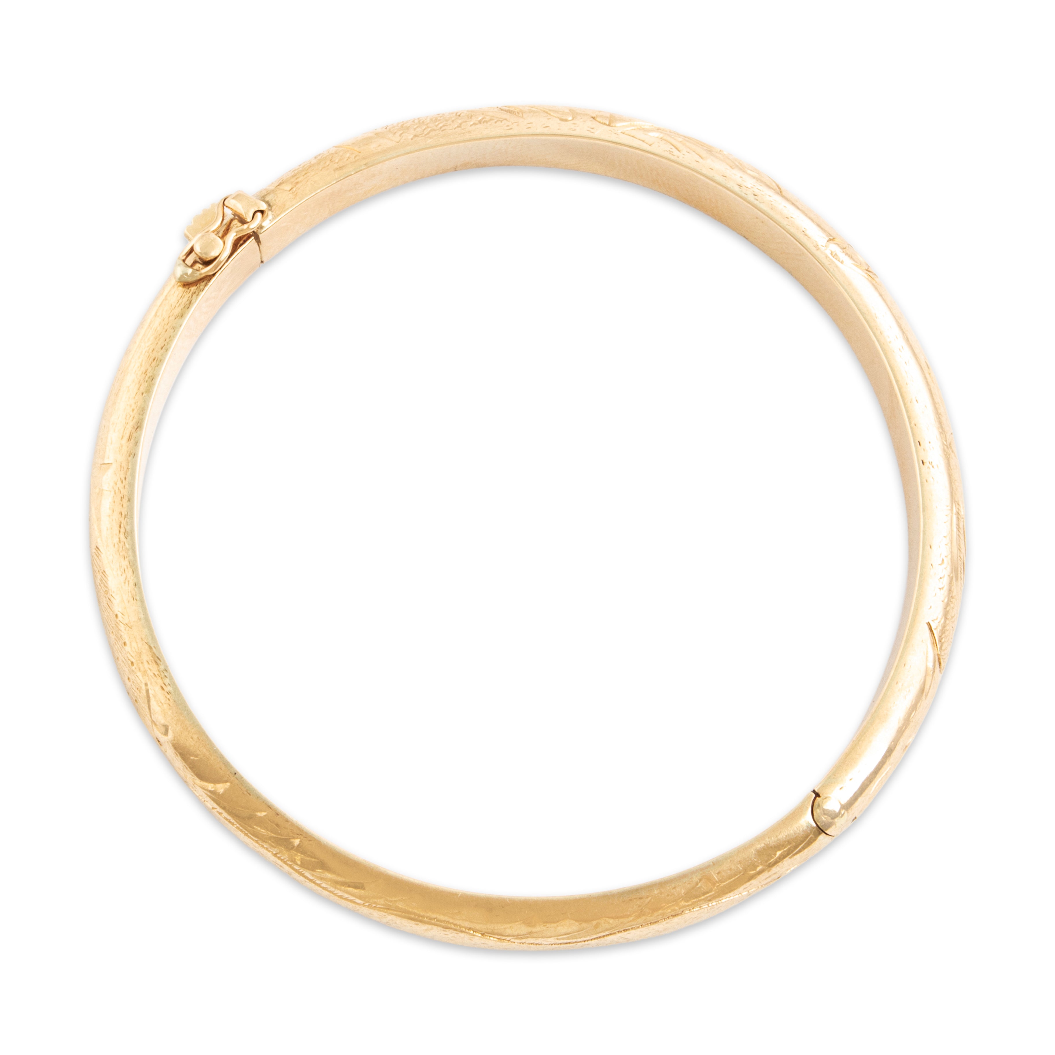 Vintage 14k Yellow Gold Fantastic Engraved Dragon Bangle Bracelet - detail view #3