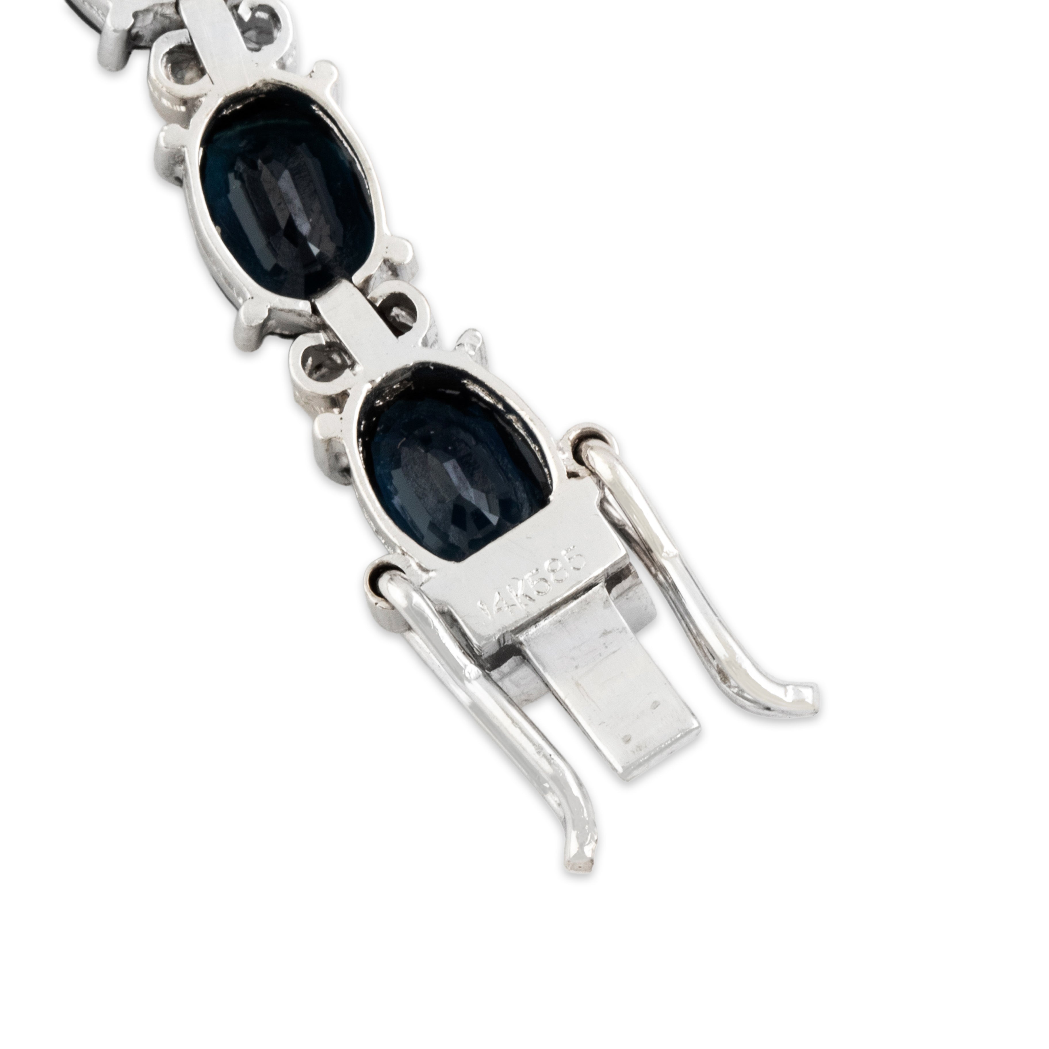 Vintage 14k White Gold 15.7cttw Sapphire Diamond Spectacular Line Bracelet - Hallmark view