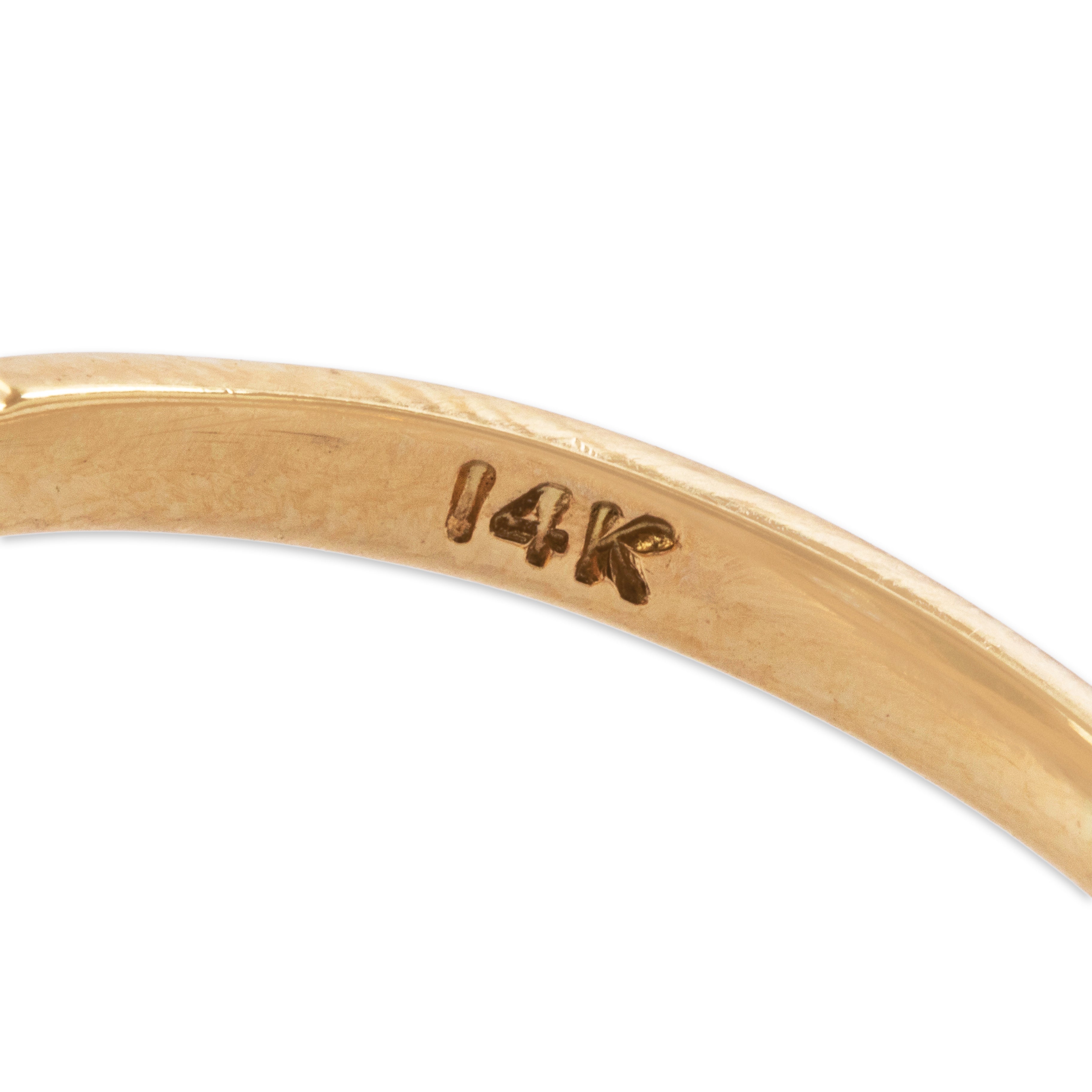 Vintage 14k Yellow Gold 2.6ct Jade Diamond Swirling Modernist Ring - Hallmark view