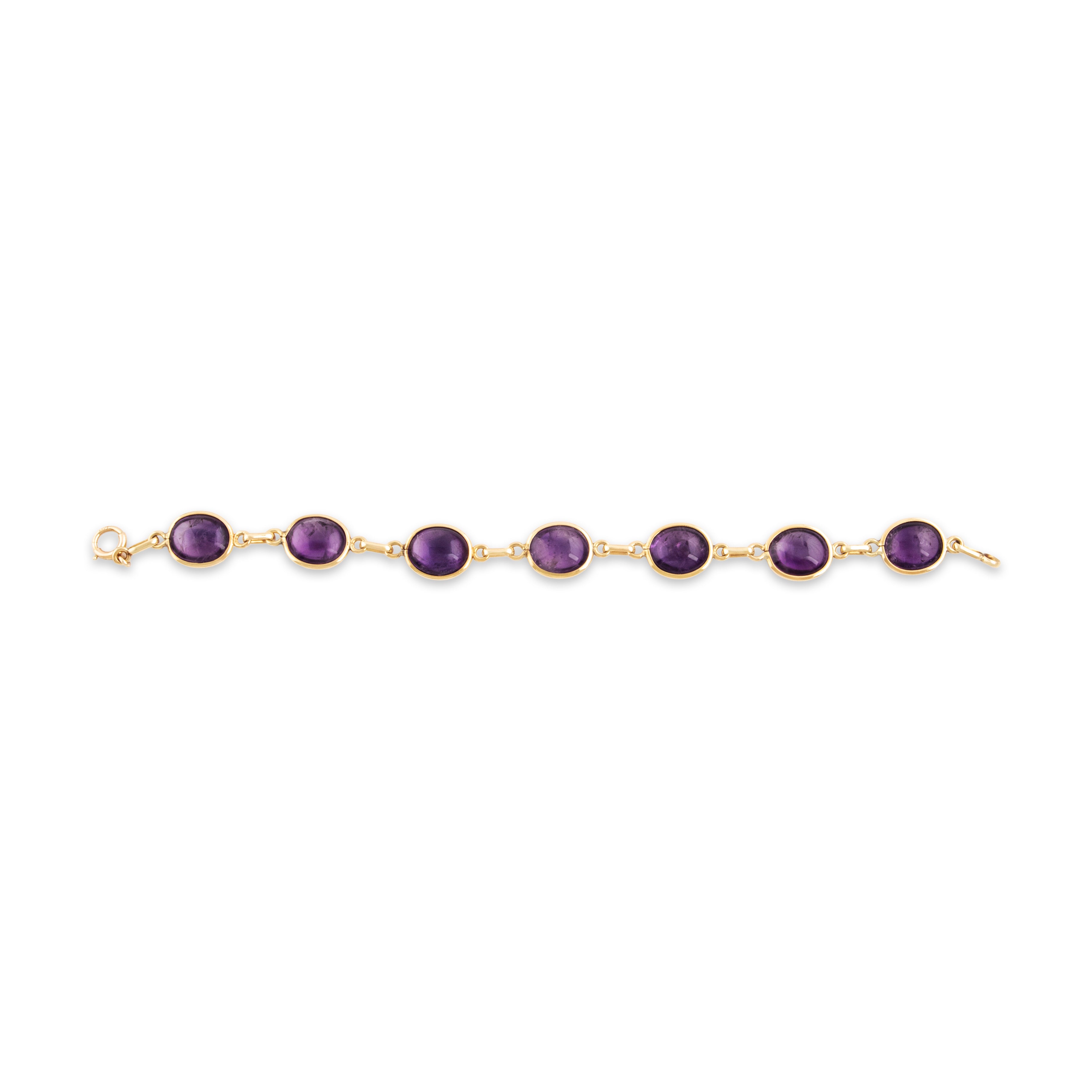 Vintage 14k Yellow Gold 32.41cttw Amethyst Station Bracelet - Close-up view