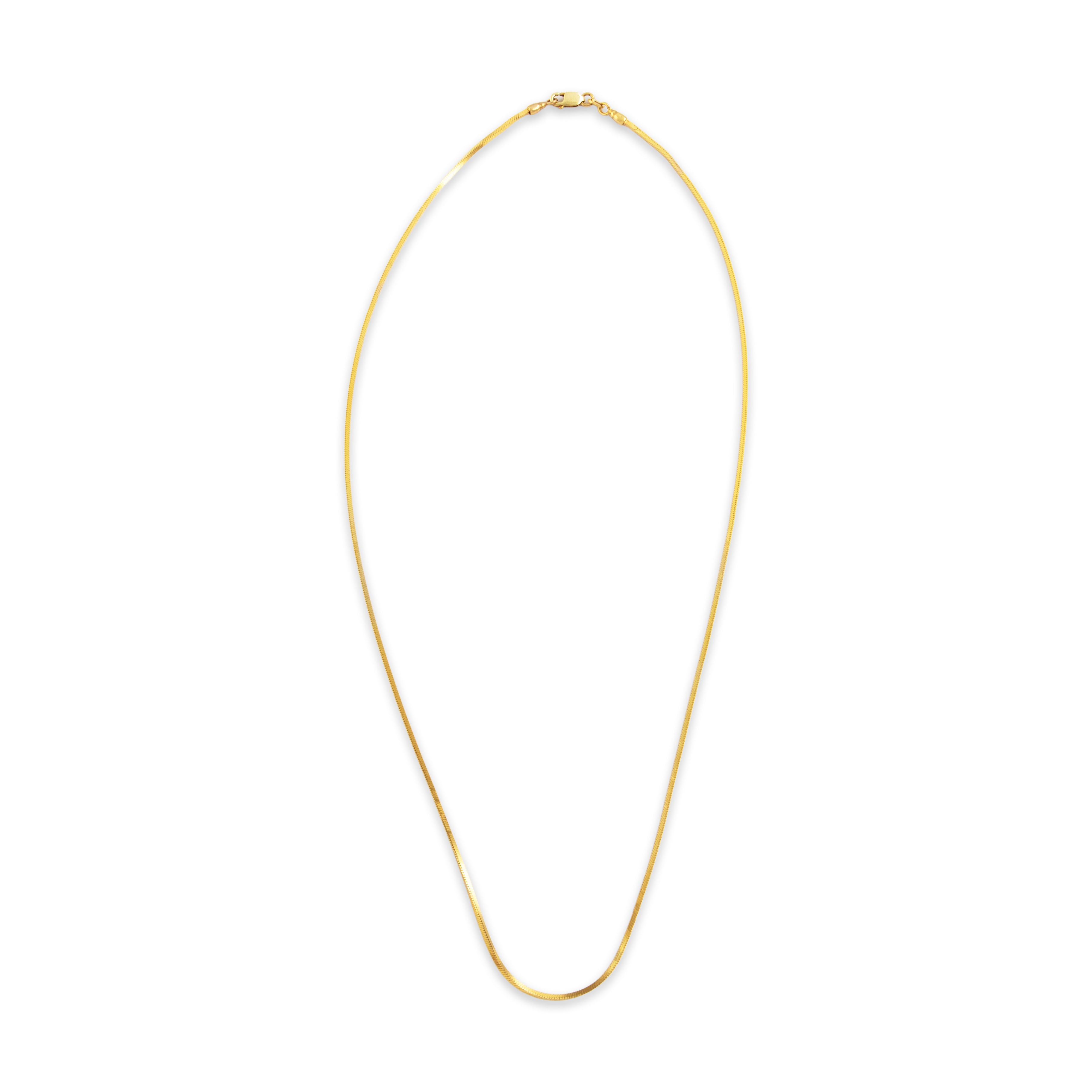 Vintage Italian 14k Yellow Gold Sleek Box Chain Necklace - Overall view