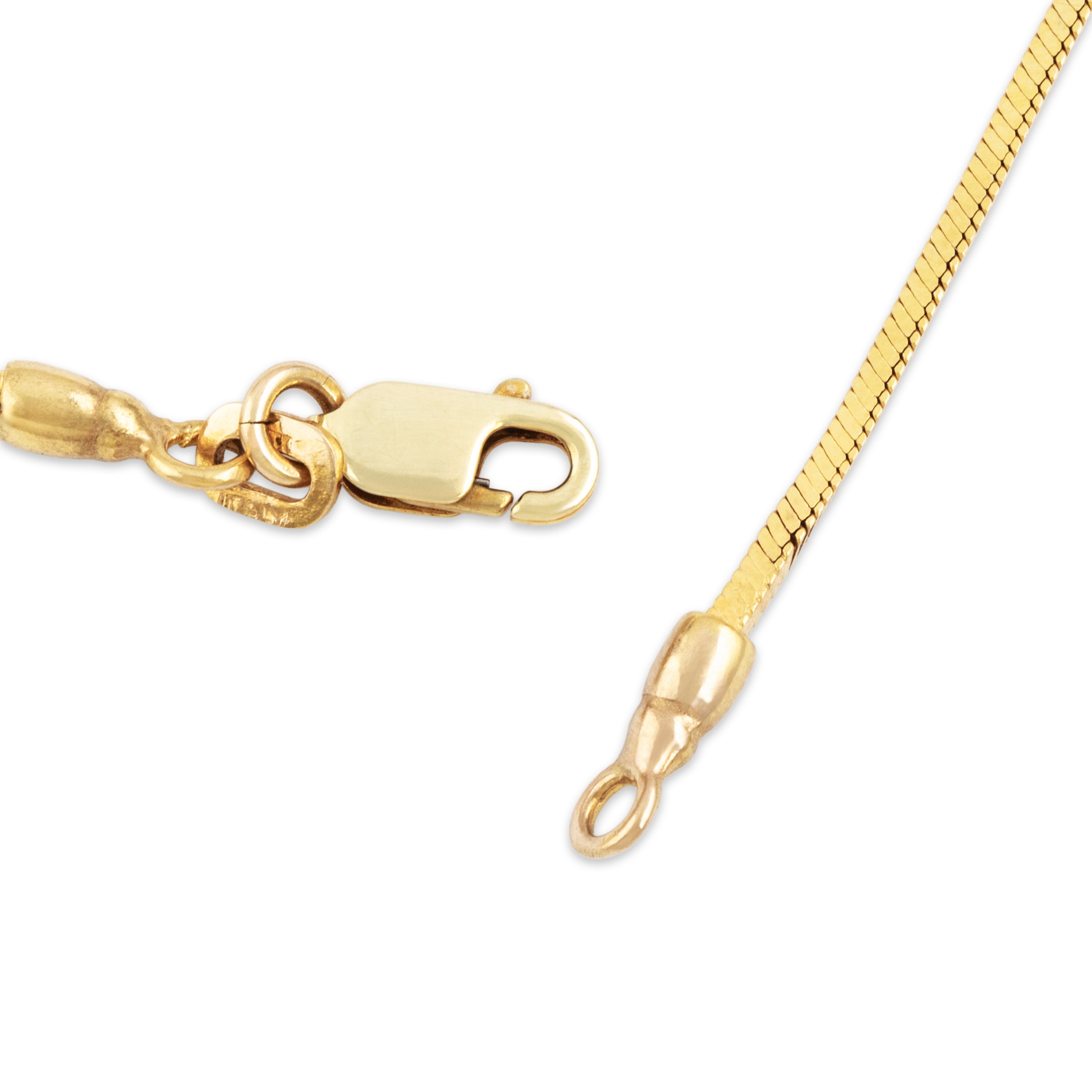 Vintage Italian 14k Yellow Gold Sleek Box Chain Necklace - clasp view
