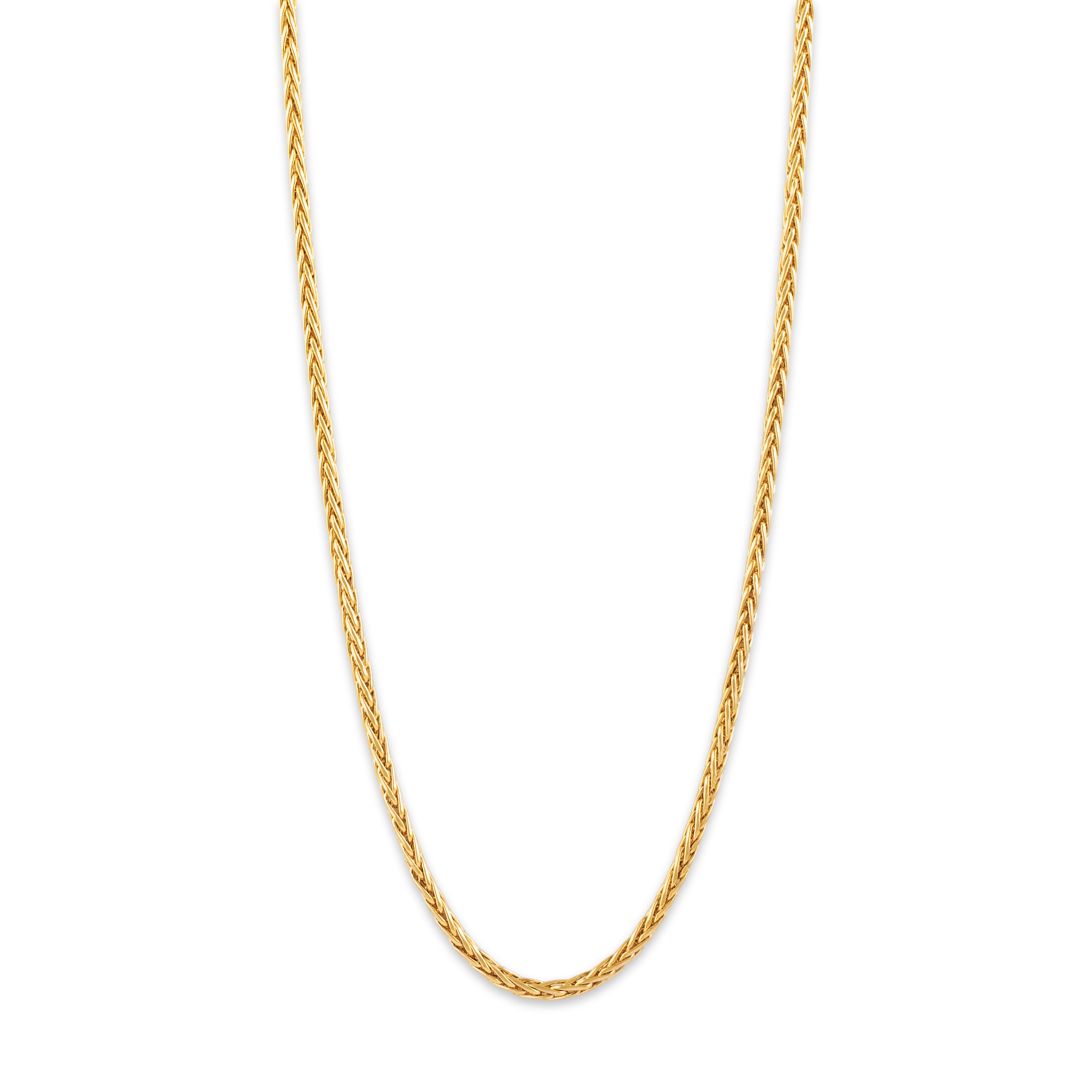 Vintage Italian Long 14k Yellow Gold Lovely Wheat Chain Necklace - detail view #1