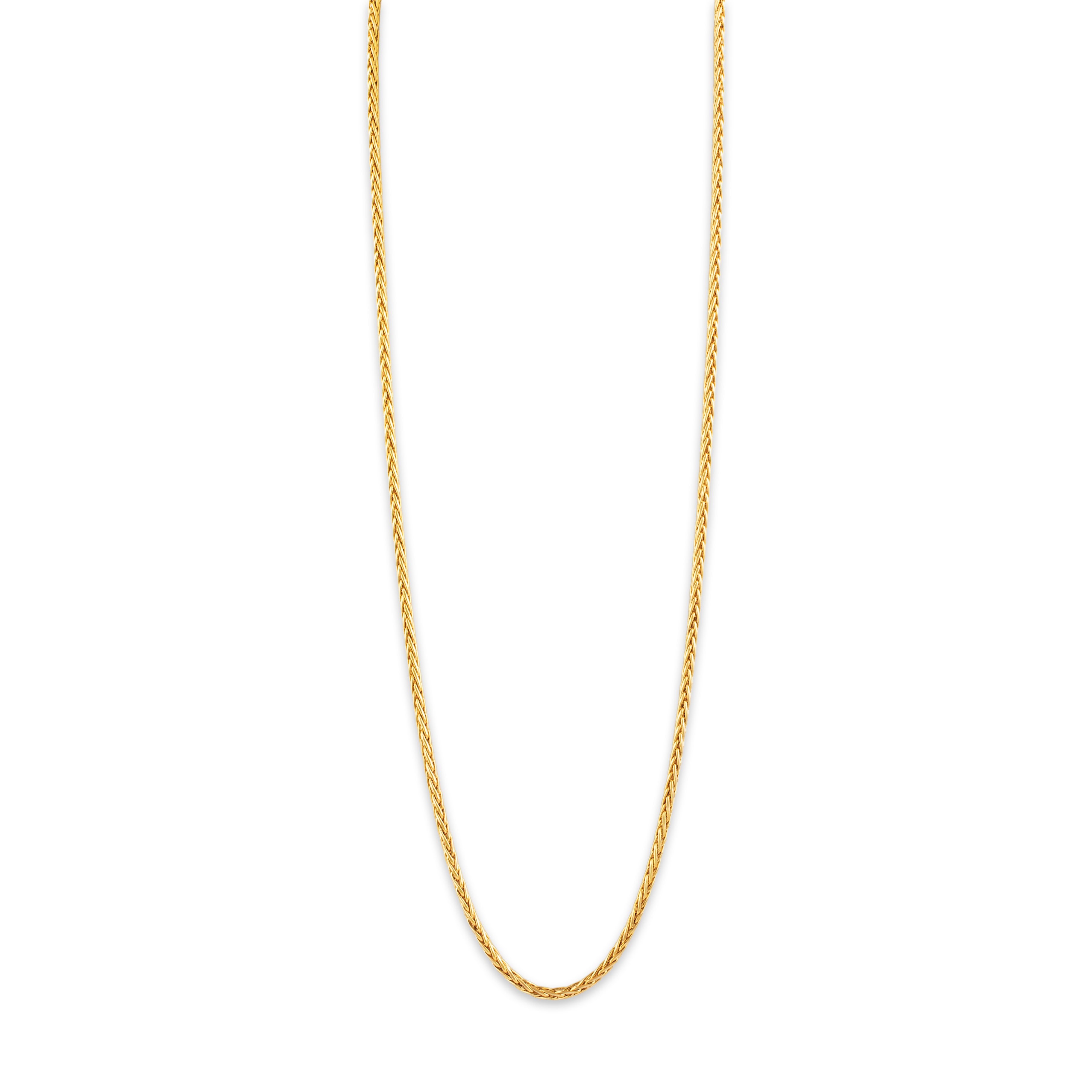 Vintage Italian Long 14k Yellow Gold Lovely Wheat Chain Necklace - detail view #2