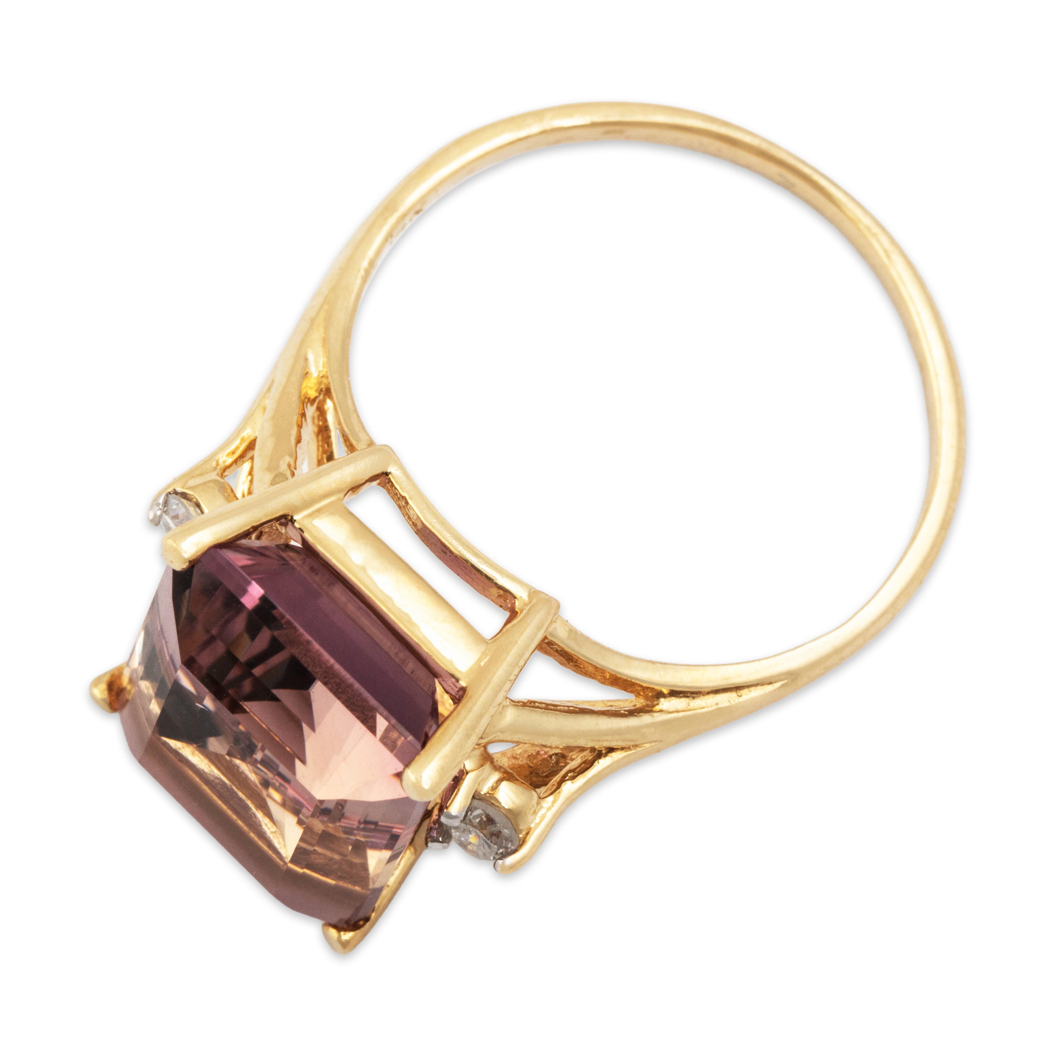 Vintage 14k Yellow Gold 5.3ct Ametrine Diamond Dramatic Cocktail Ring - Overall view