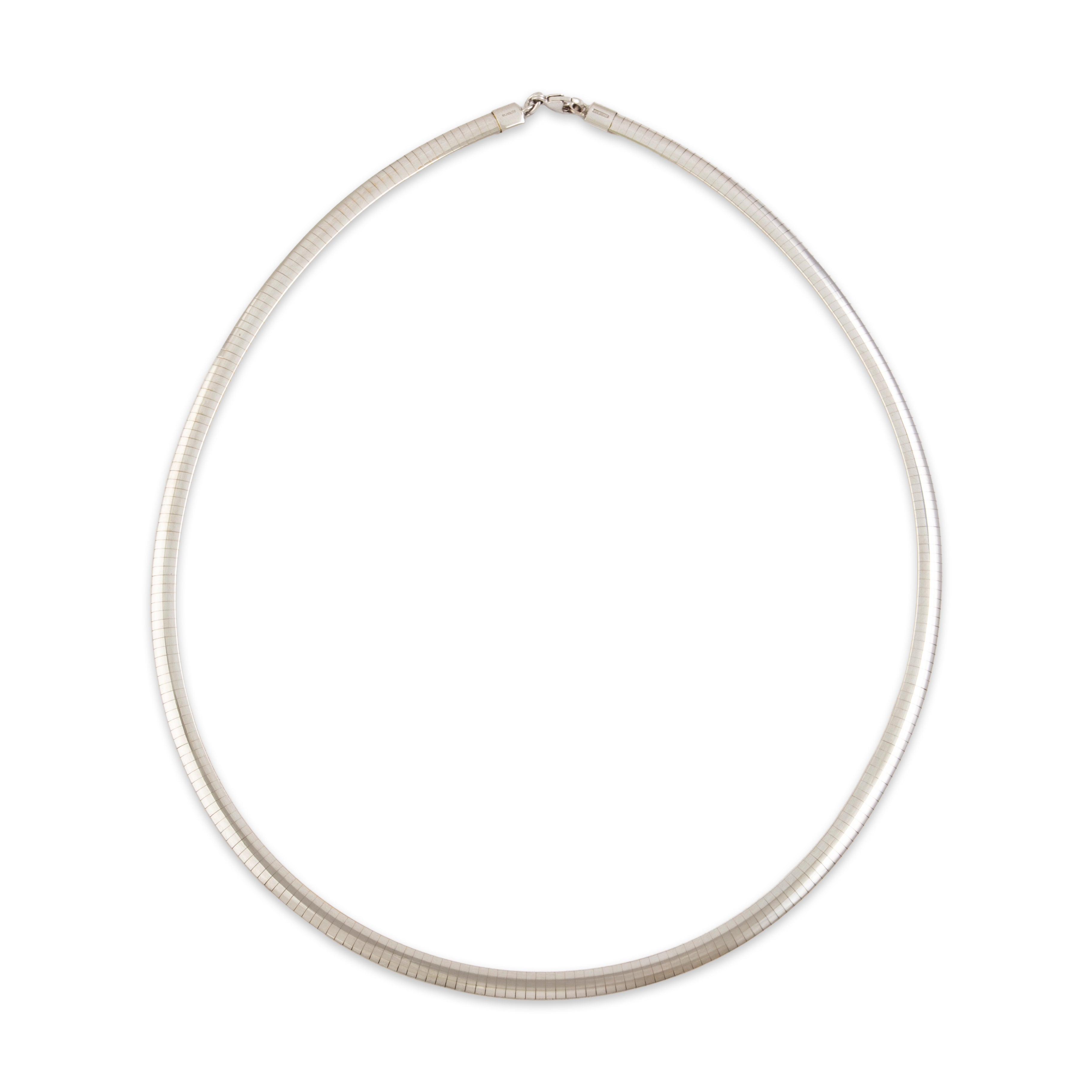 Vintage Italian 14k White & Yellow Gold Reversible Omega Chain Necklace - Overall view