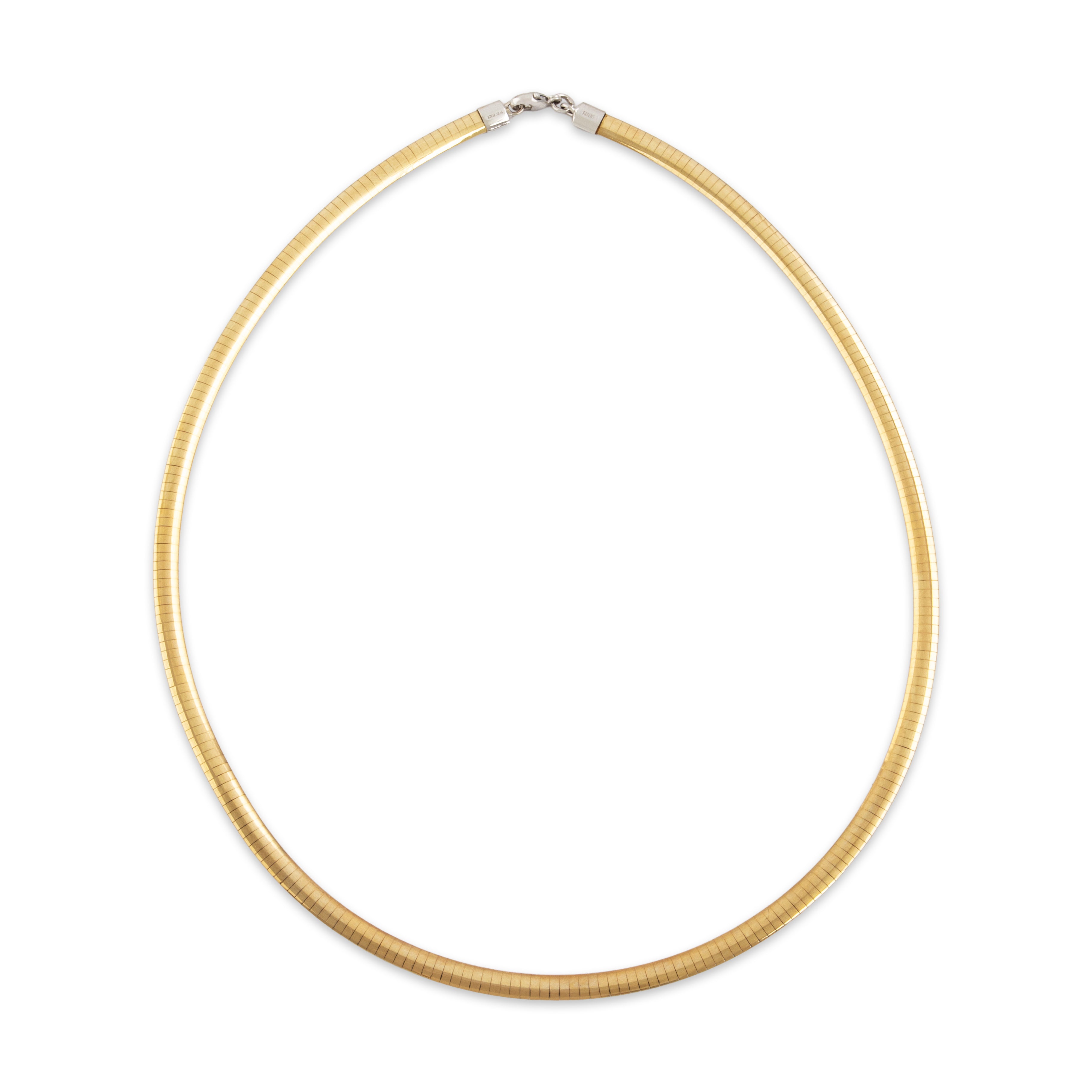 Vintage Italian 14k White & Yellow Gold Reversible Omega Chain Necklace - Overall view