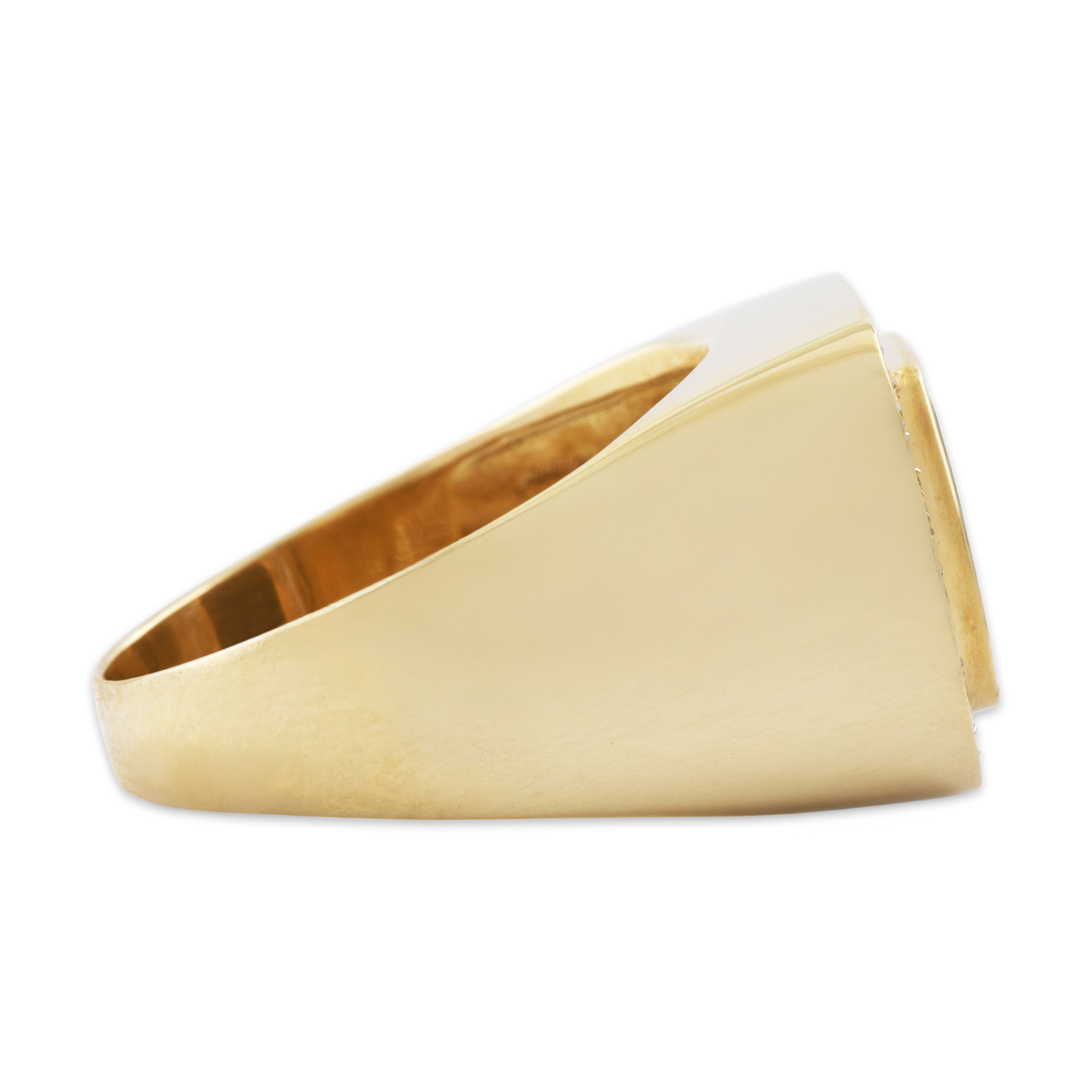 Vintage 14k Yellow Gold Diamond Onyx Striking Square Halo Ring 8.50