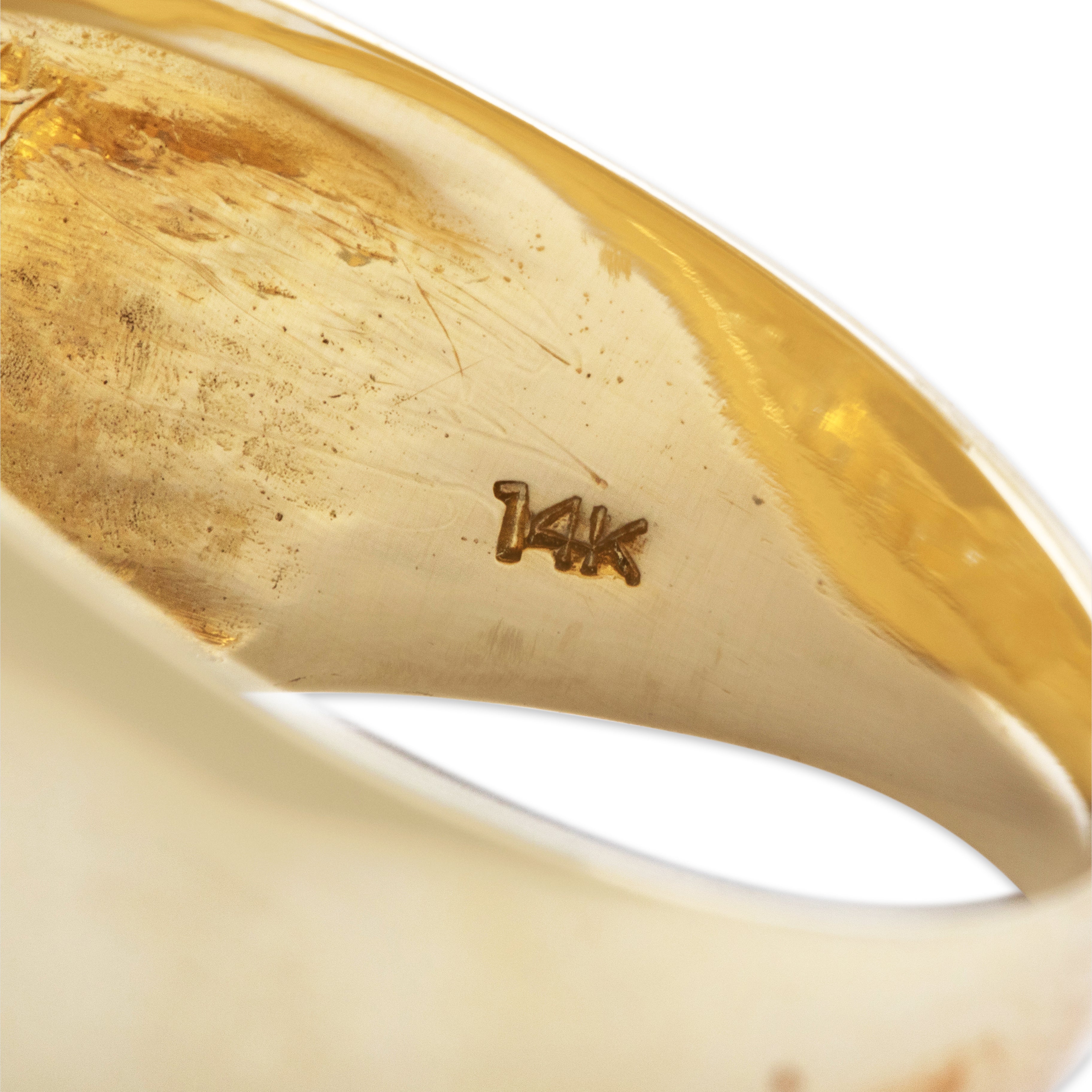 Vintage 14k Yellow Gold Diamond Onyx Striking Square Halo Ring - Hallmark view