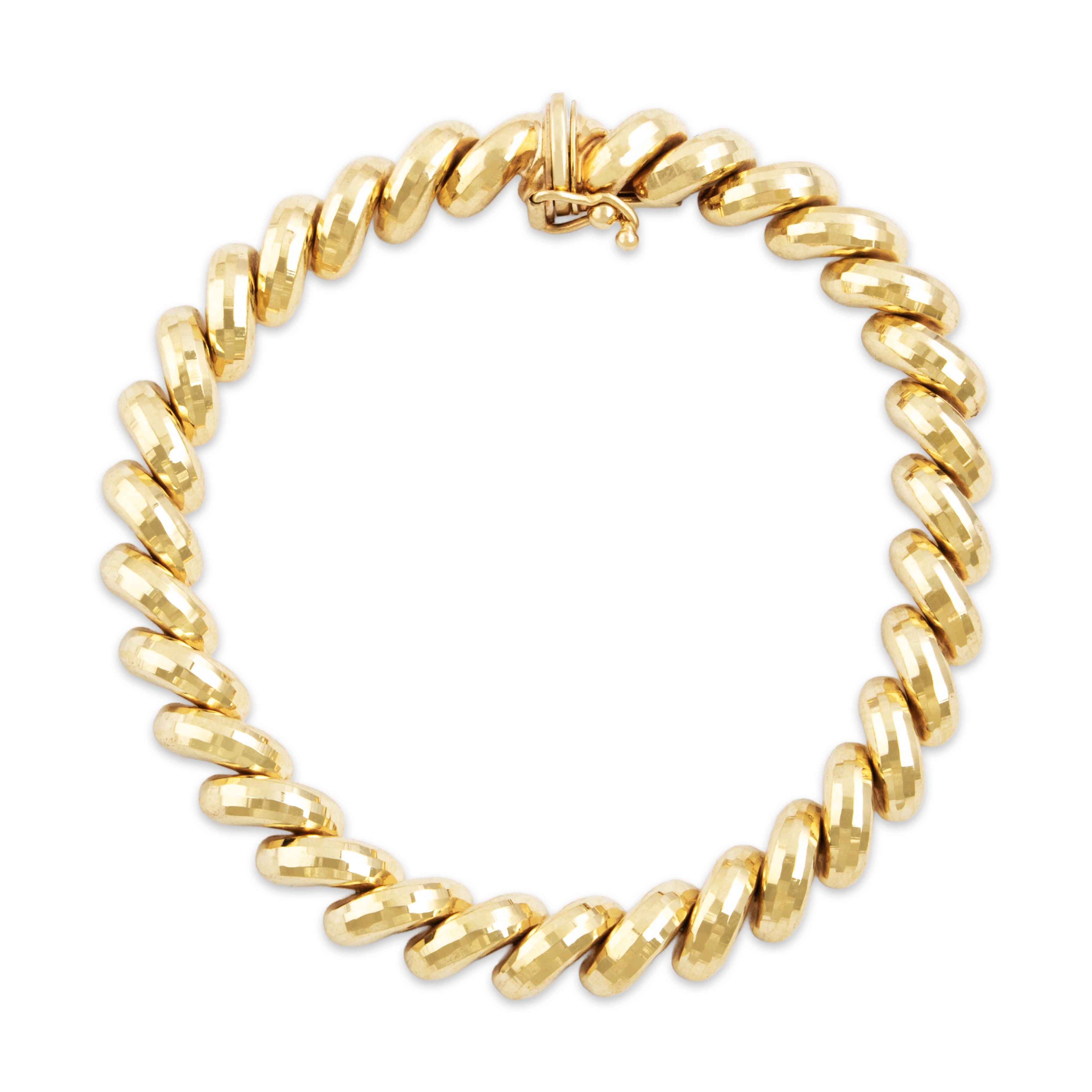 Vintage 10k Yellow Gold Textured San Marco Chain Bracelet - Overall view